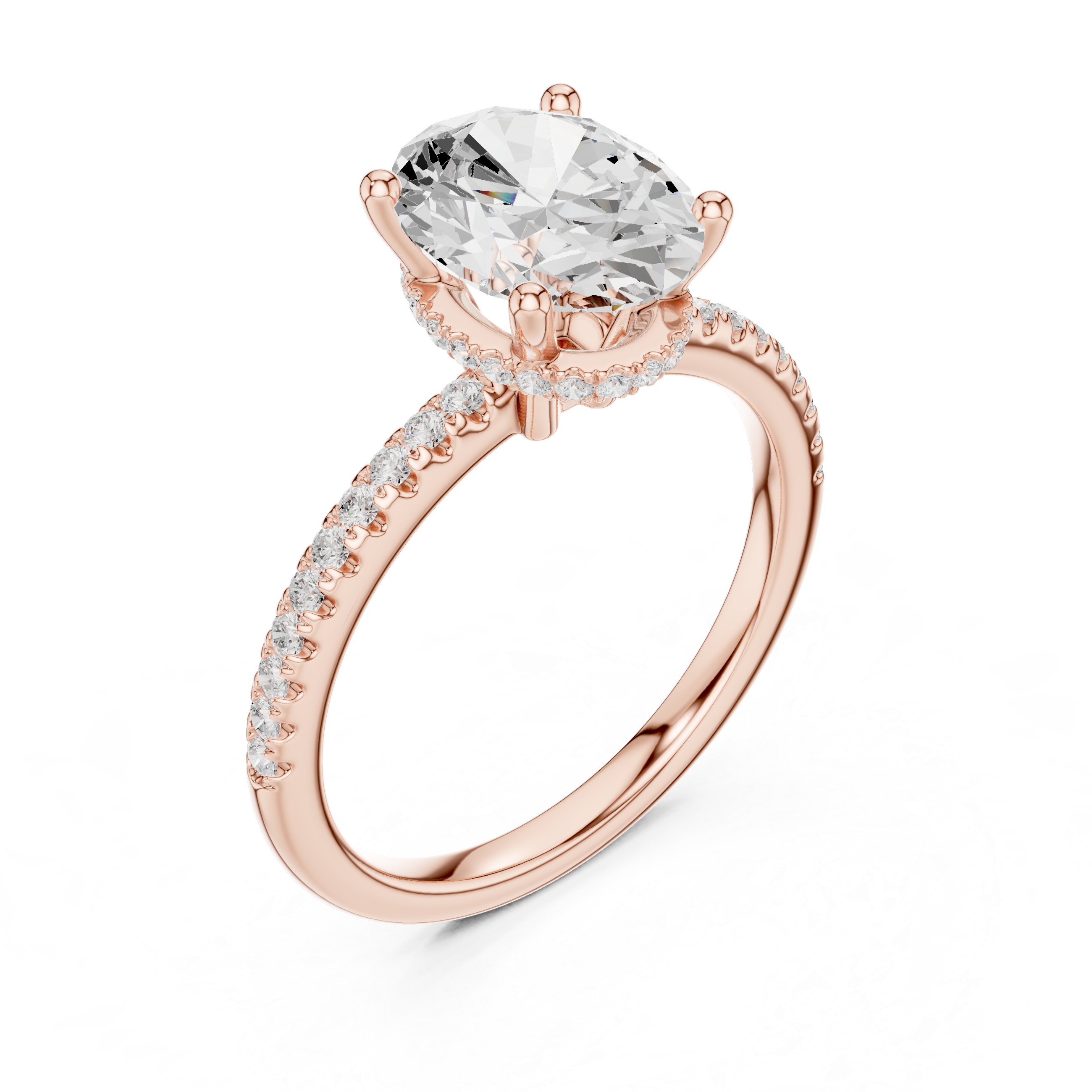 Oval Diamond Hidden Halo Engagement Ring