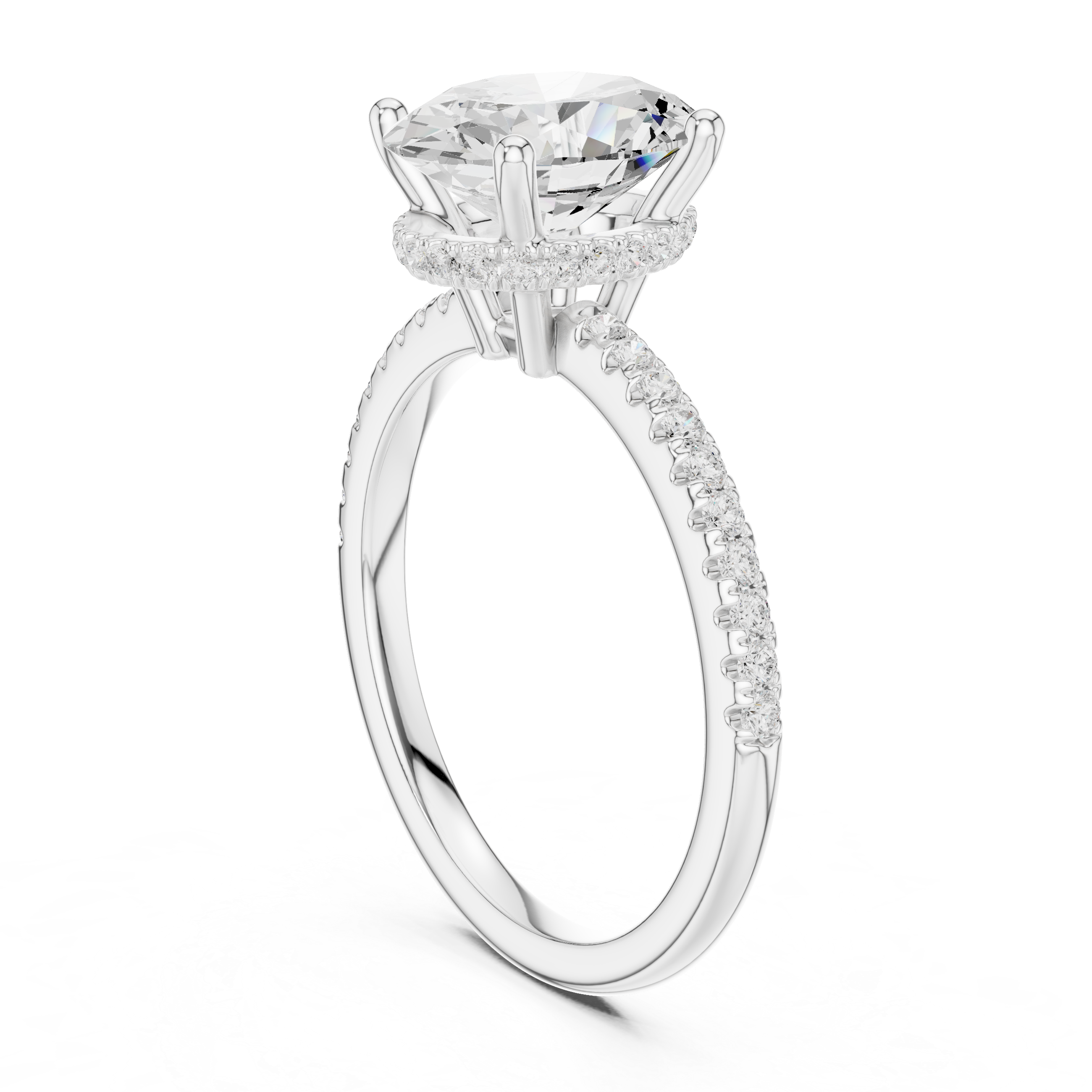 Oval Diamond Hidden Halo Engagement Ring