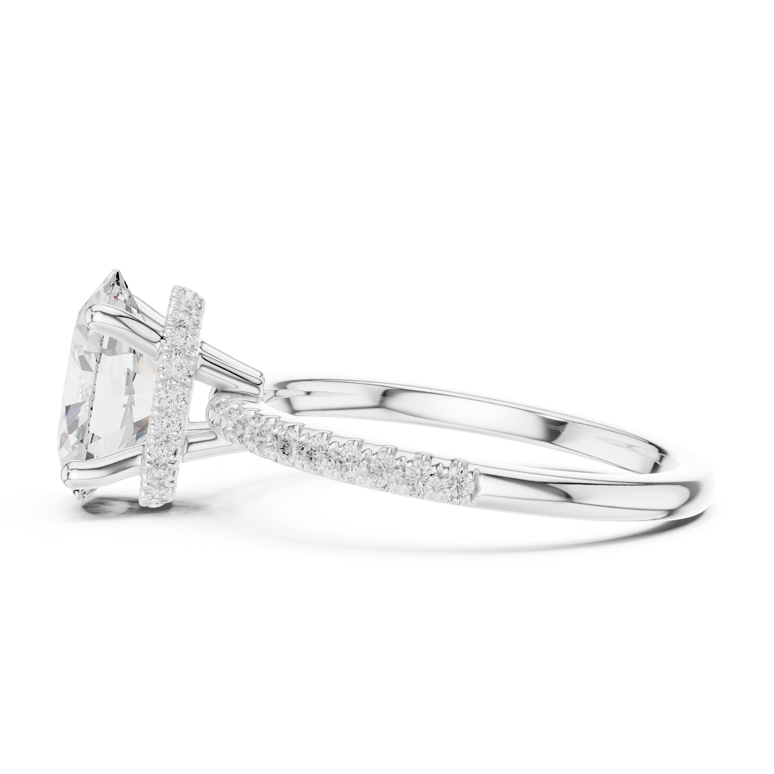 Oval Diamond Hidden Halo Engagement Ring