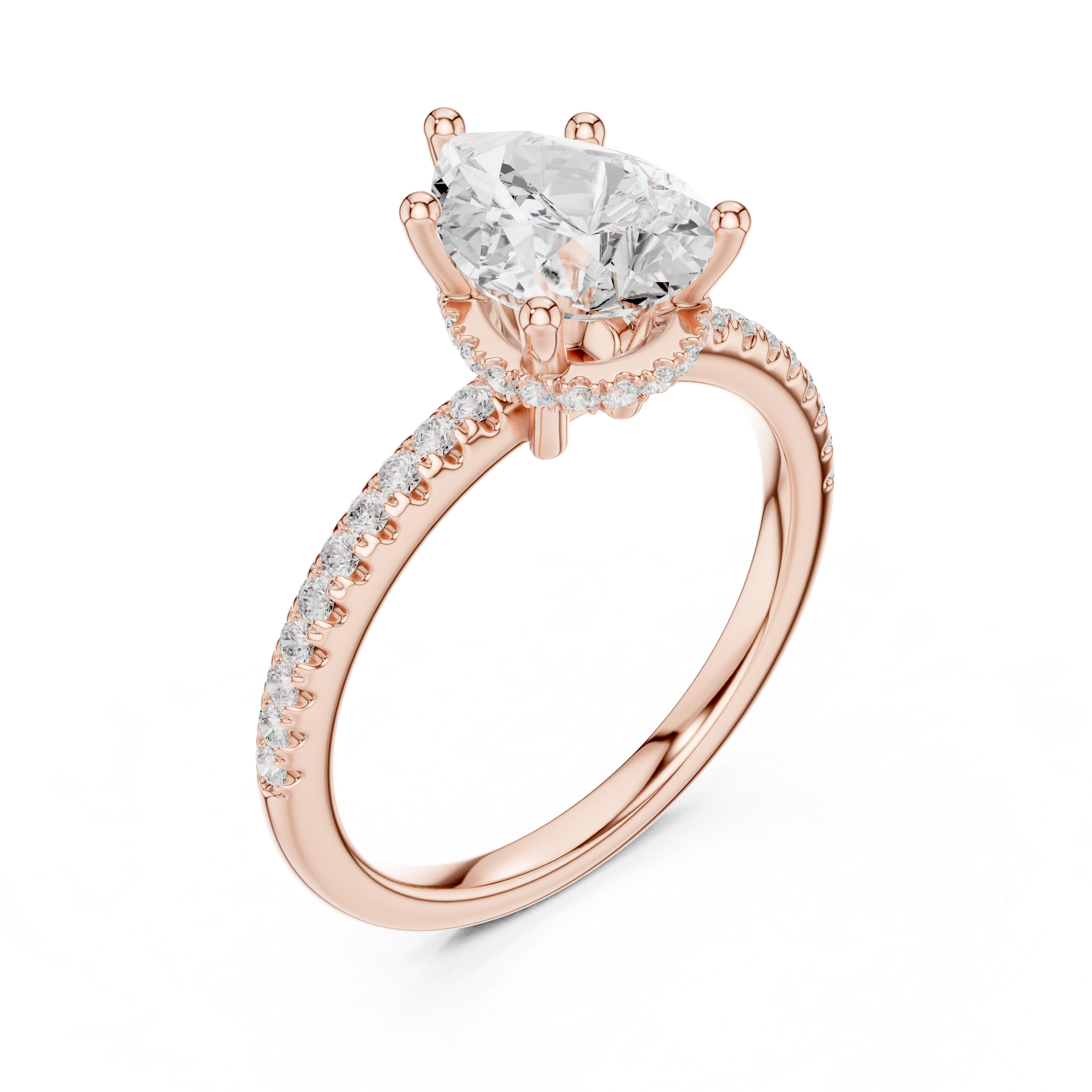 Pear Diamond Hidden Halo Engagement Ring