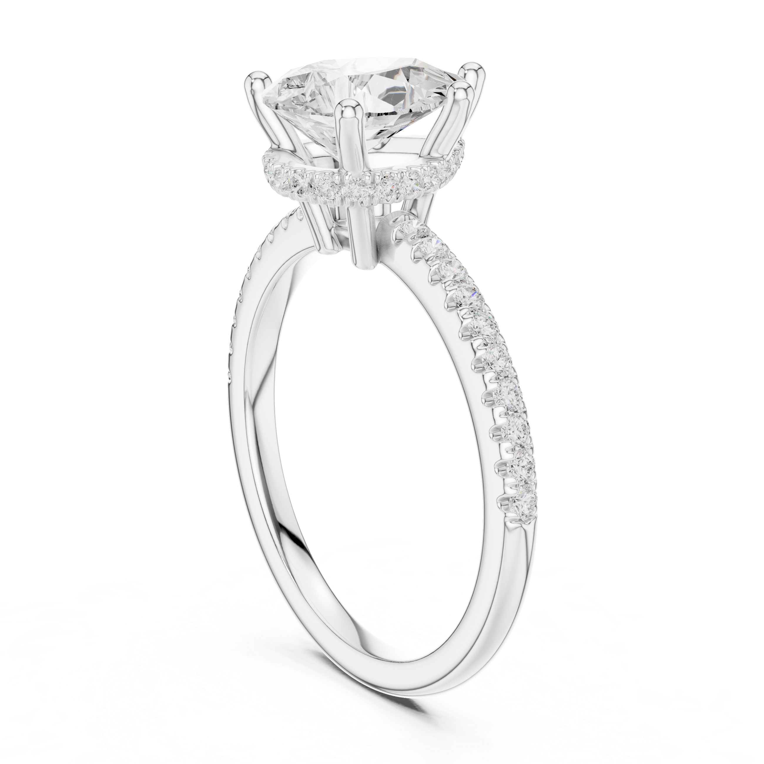 Pear Diamond Hidden Halo Engagement Ring