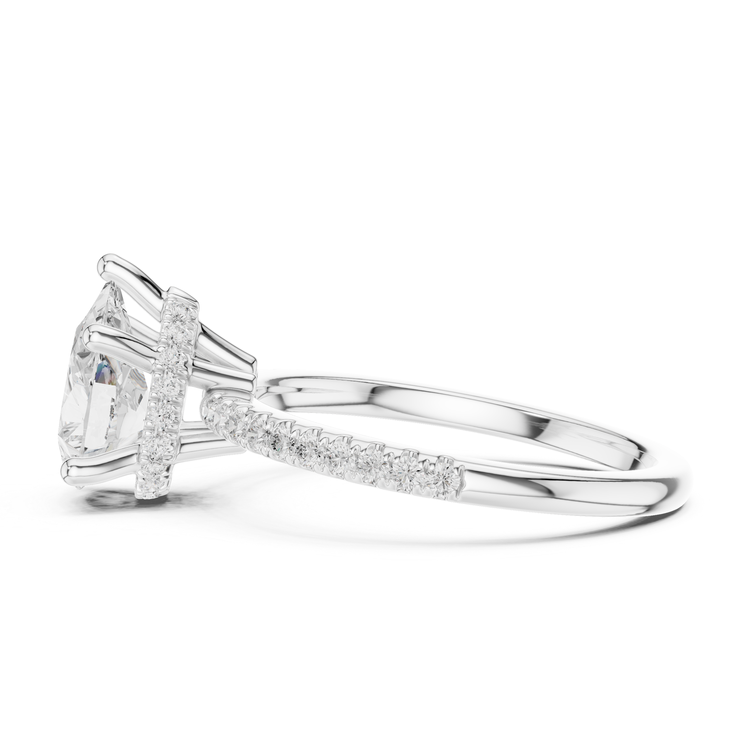Pear Diamond Hidden Halo Engagement Ring