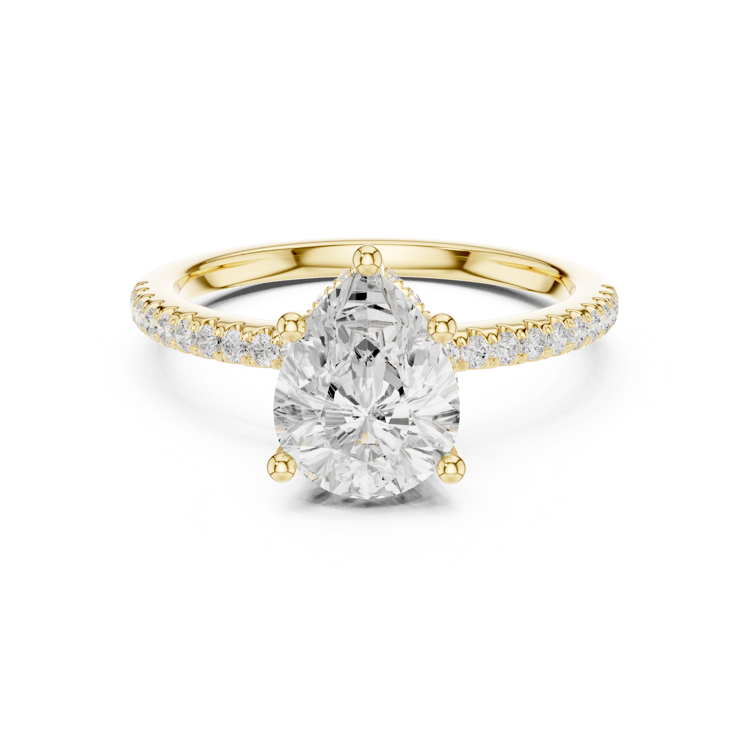 Pear Diamond Hidden Halo Engagement Ring