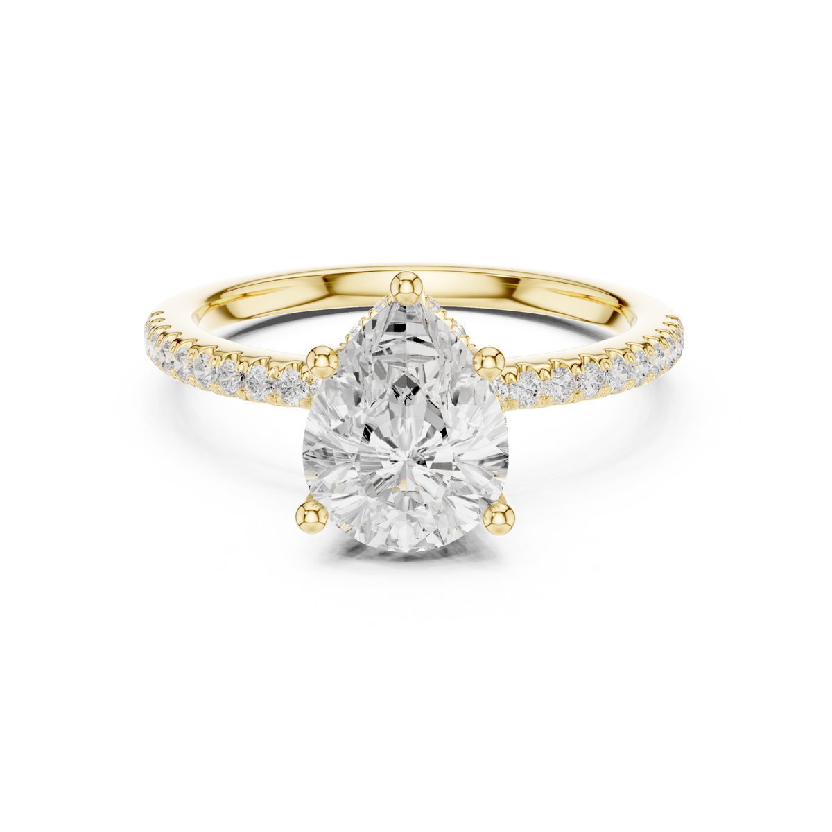 Pear Diamond Hidden Halo Engagement Ring