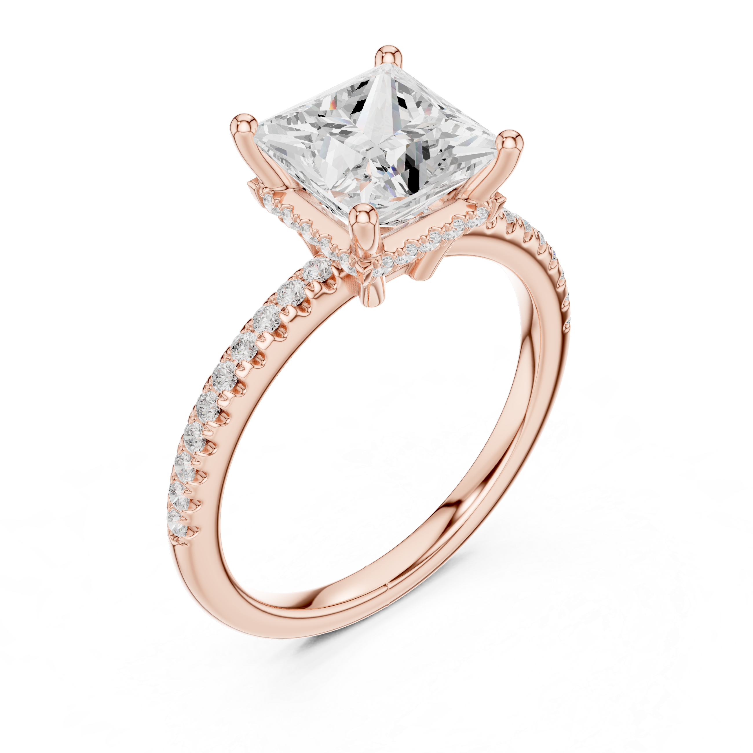 Princess Diamond Hidden Halo Engagement Ring