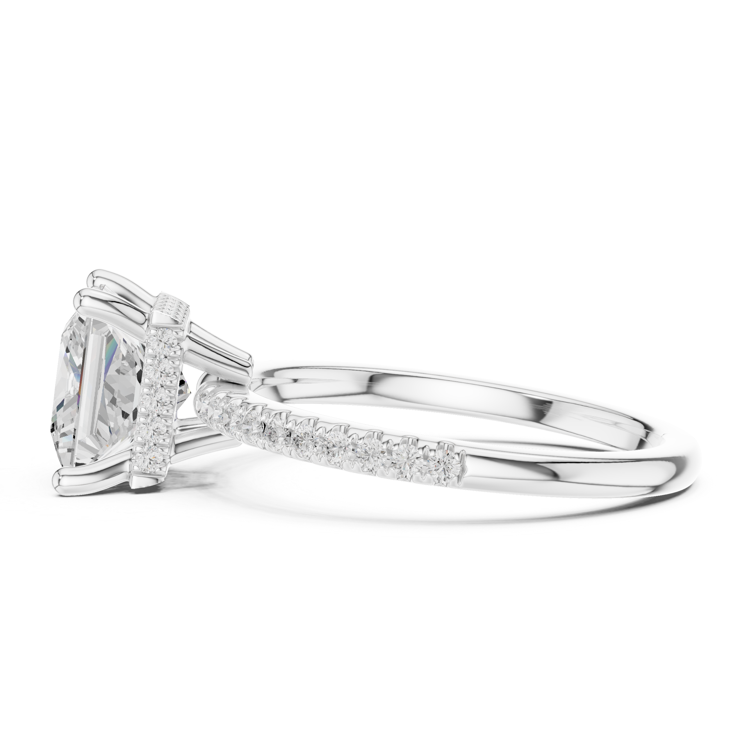 Princess Diamond Hidden Halo Engagement Ring
