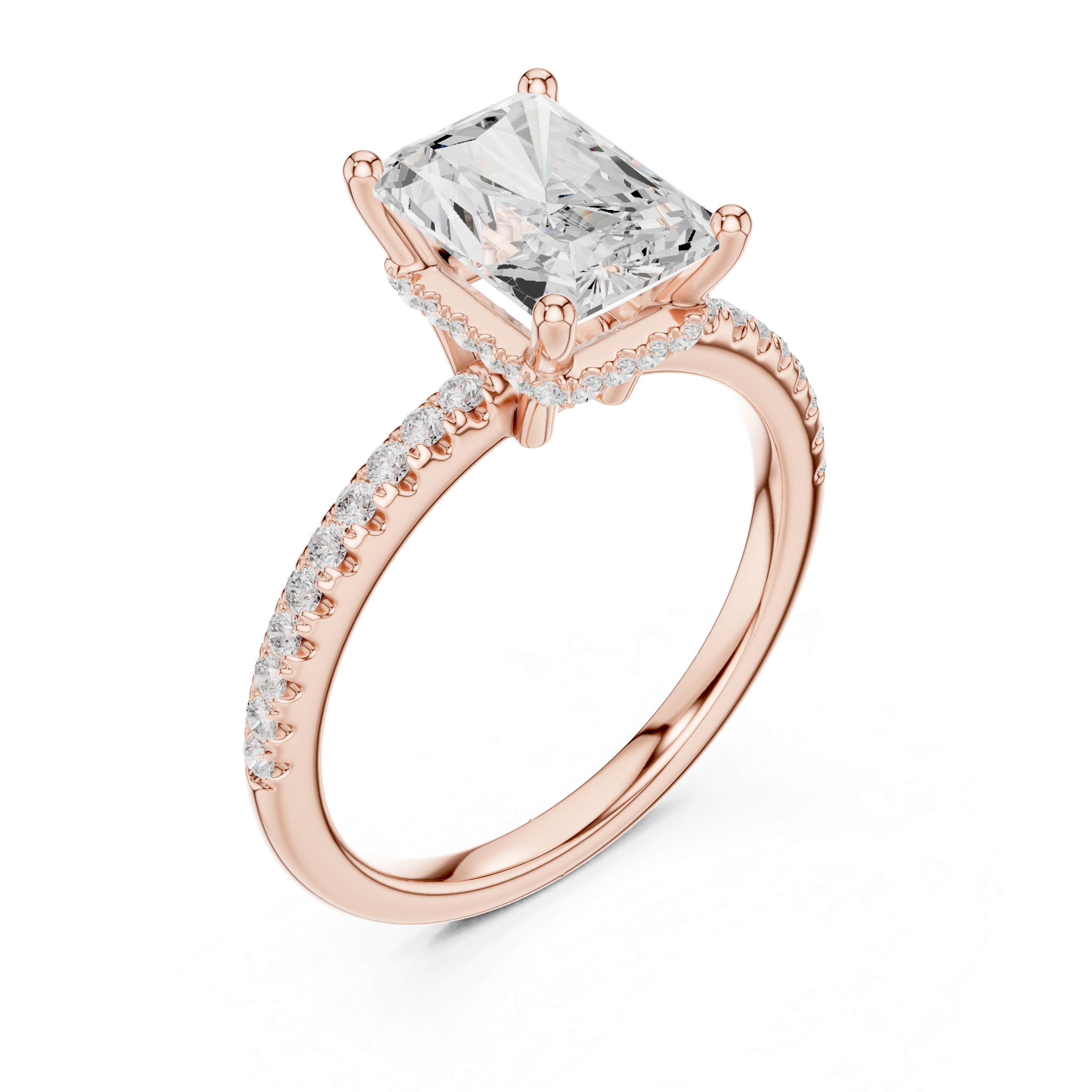 Radiant Diamond Hidden Halo Engagement Ring