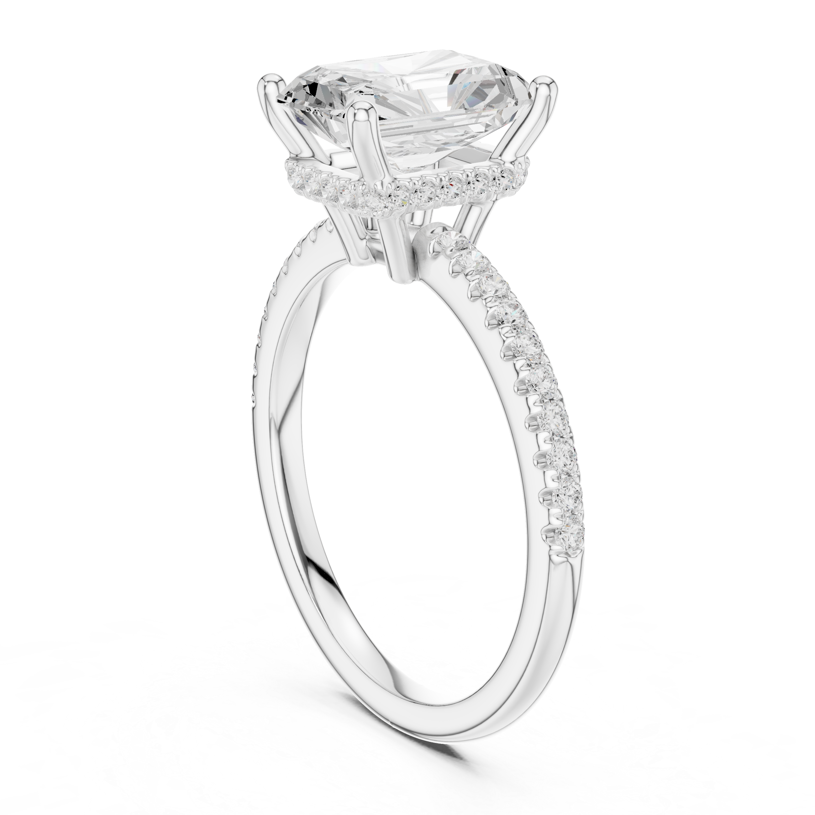Radiant Diamond Hidden Halo Engagement Ring