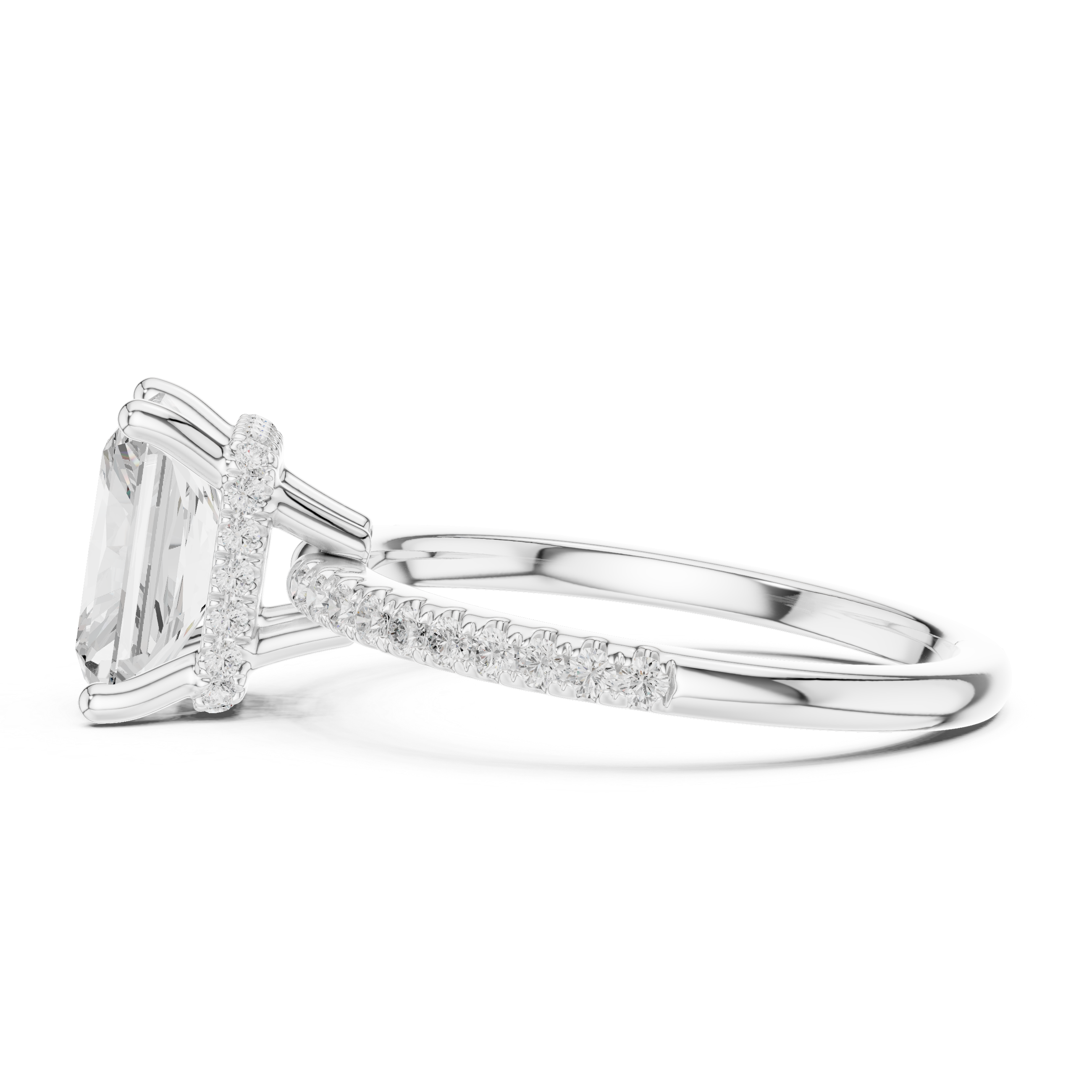 Radiant Diamond Hidden Halo Engagement Ring