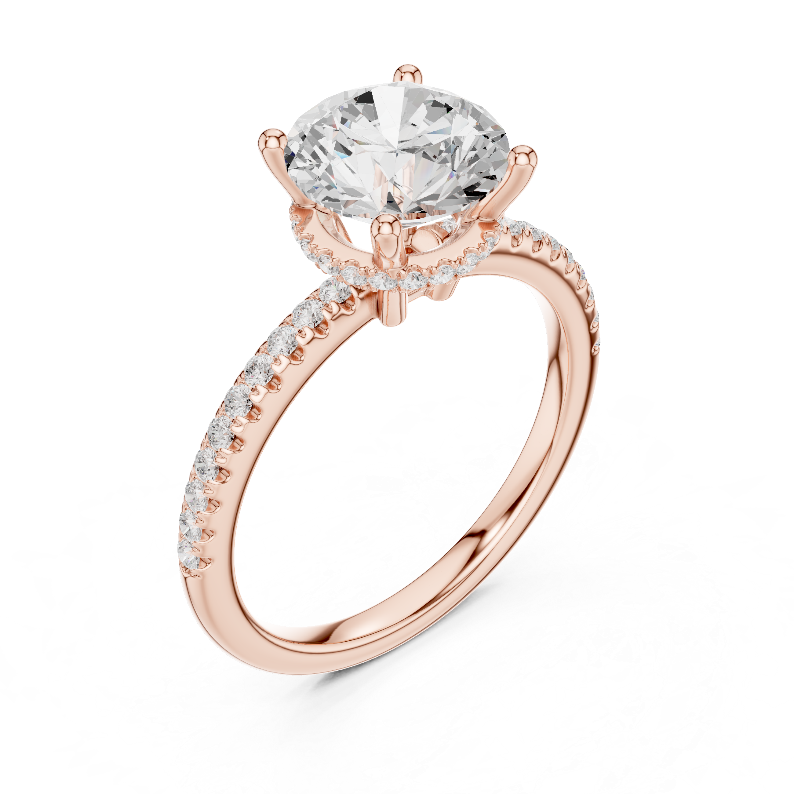 Round Diamond Hidden Halo Engagement Ring