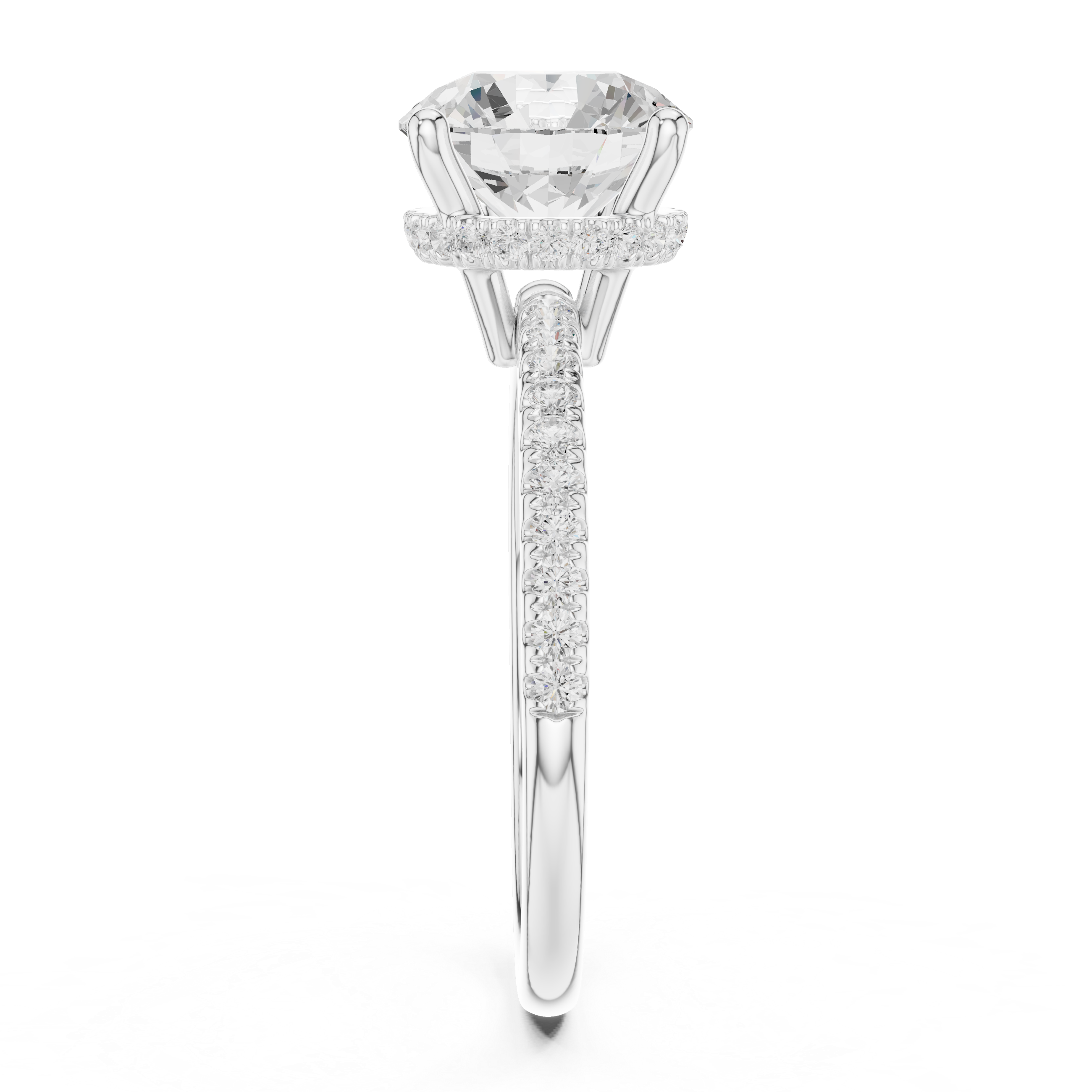 Round Diamond Hidden Halo Engagement Ring