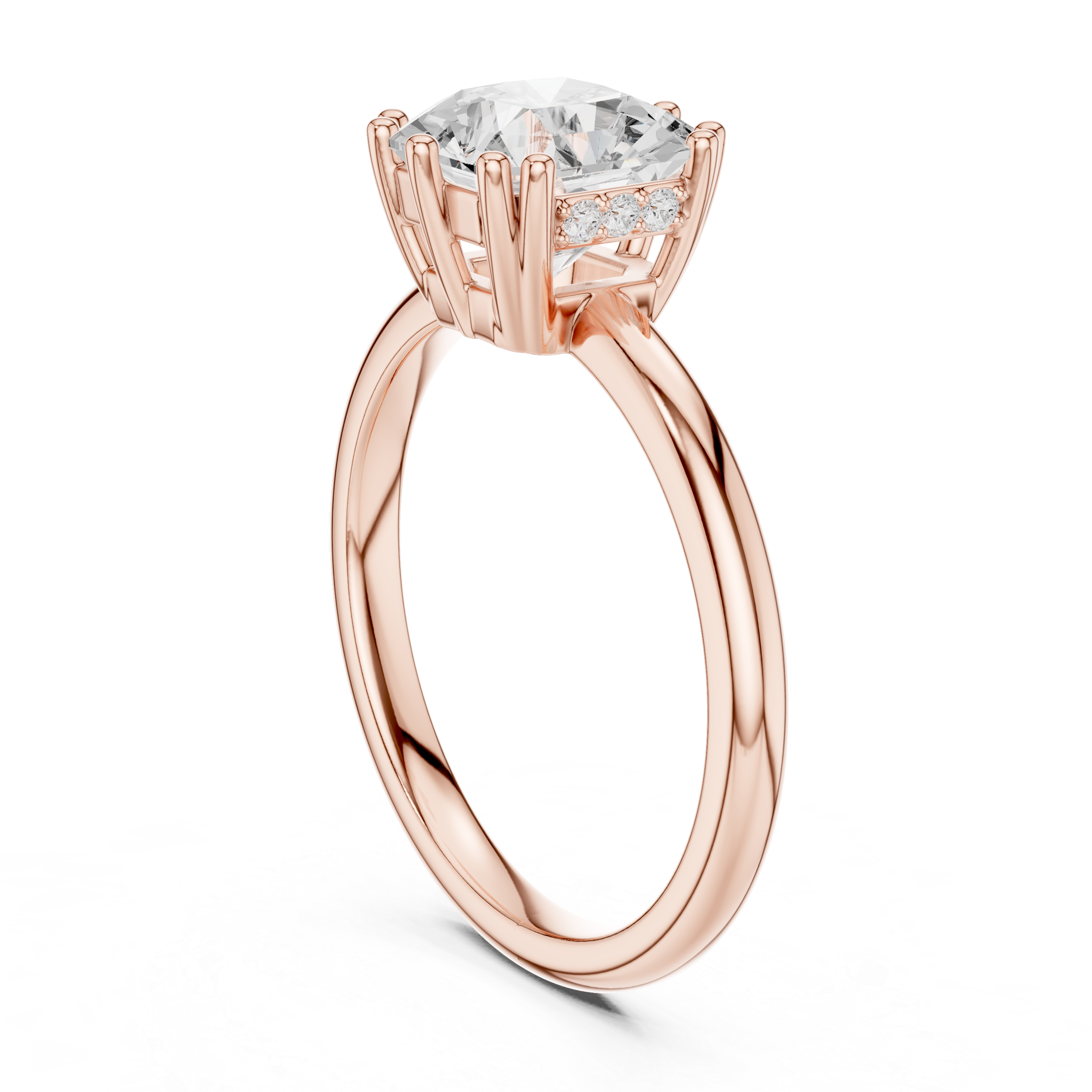 Cushion Cut Hidden Halo Solitaire Wedding Ring