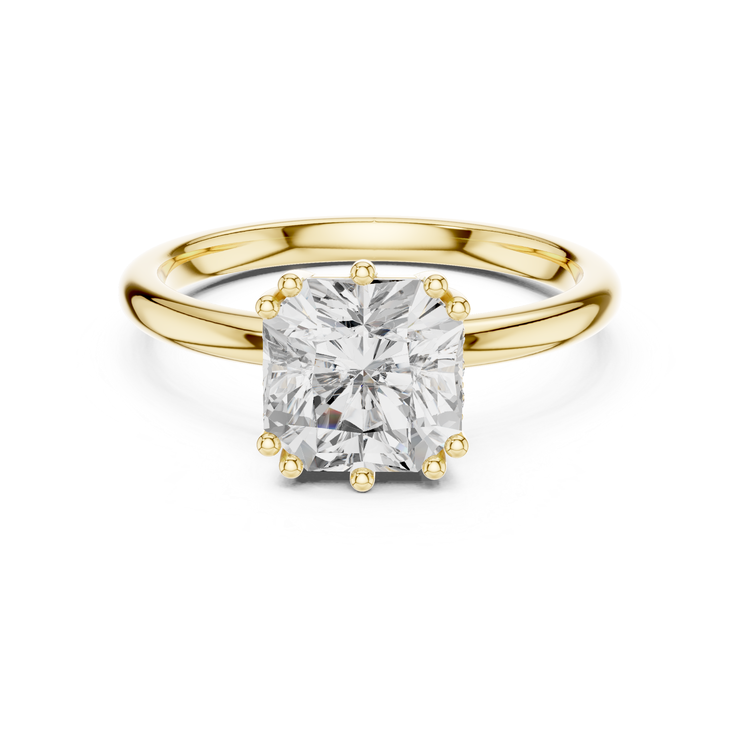 Cushion Cut Hidden Halo Solitaire Wedding Ring
