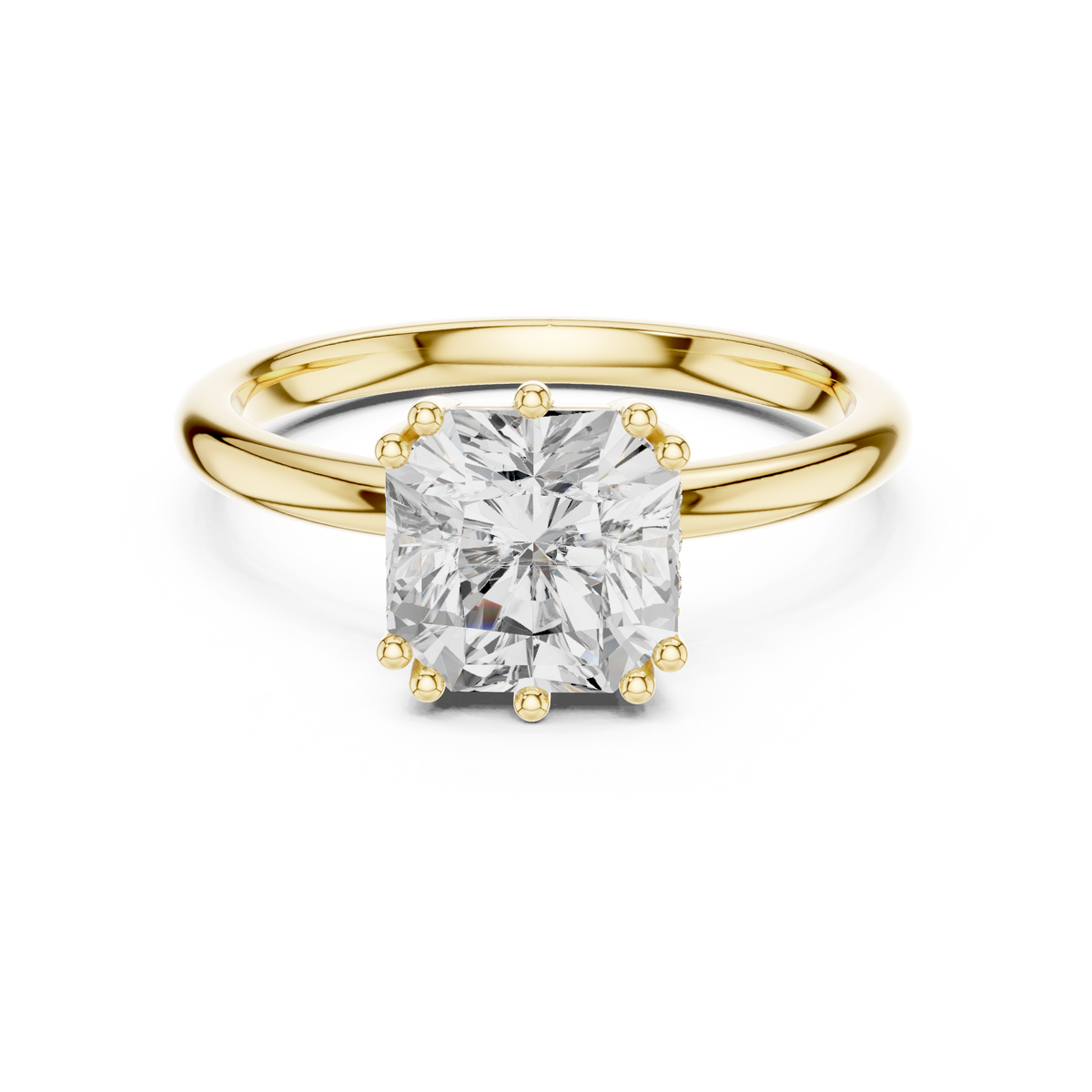 Cushion Cut Hidden Halo Solitaire Wedding Ring