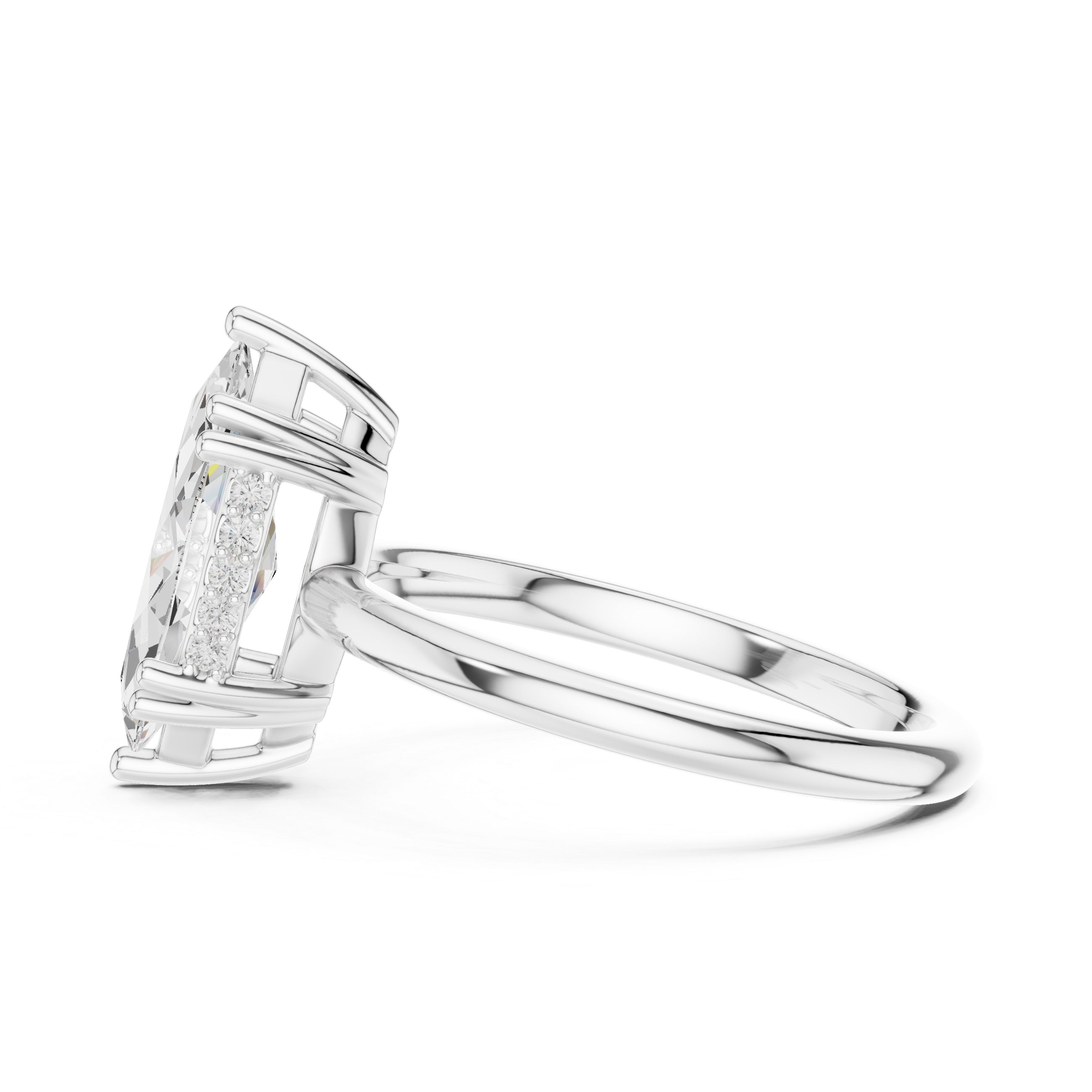 Marquise Cut Hidden Halo Solitaire Wedding Ring