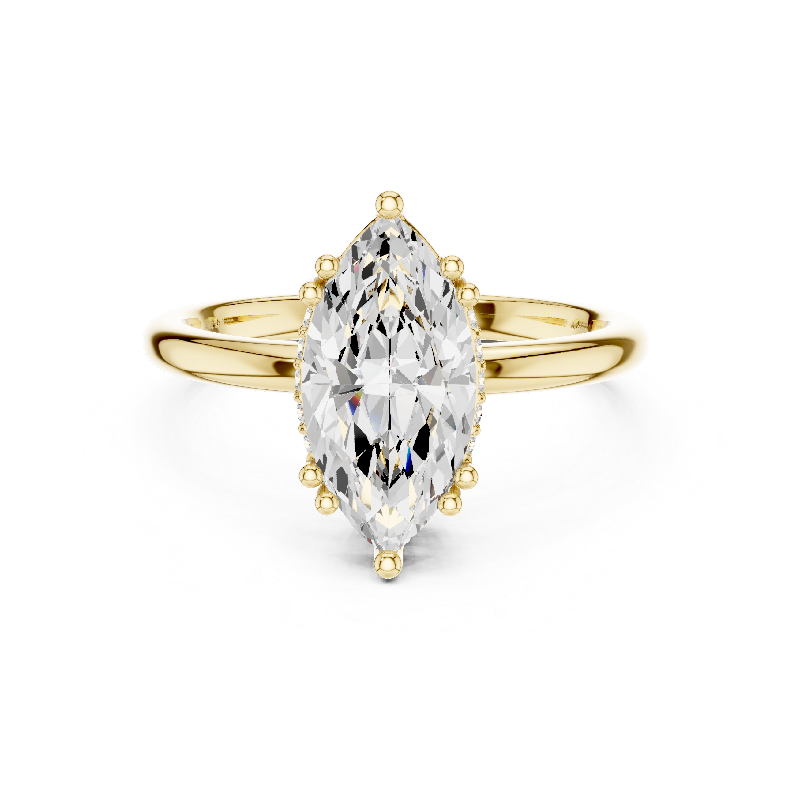 Marquise Cut Hidden Halo Solitaire Wedding Ring