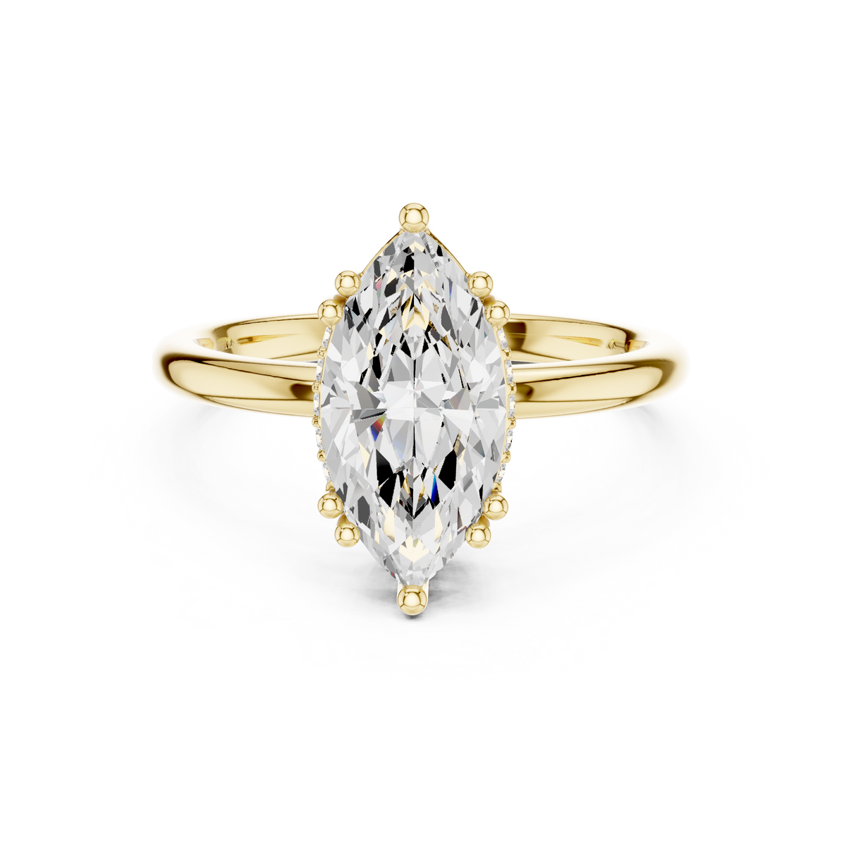 Marquise Cut Hidden Halo Solitaire Wedding Ring
