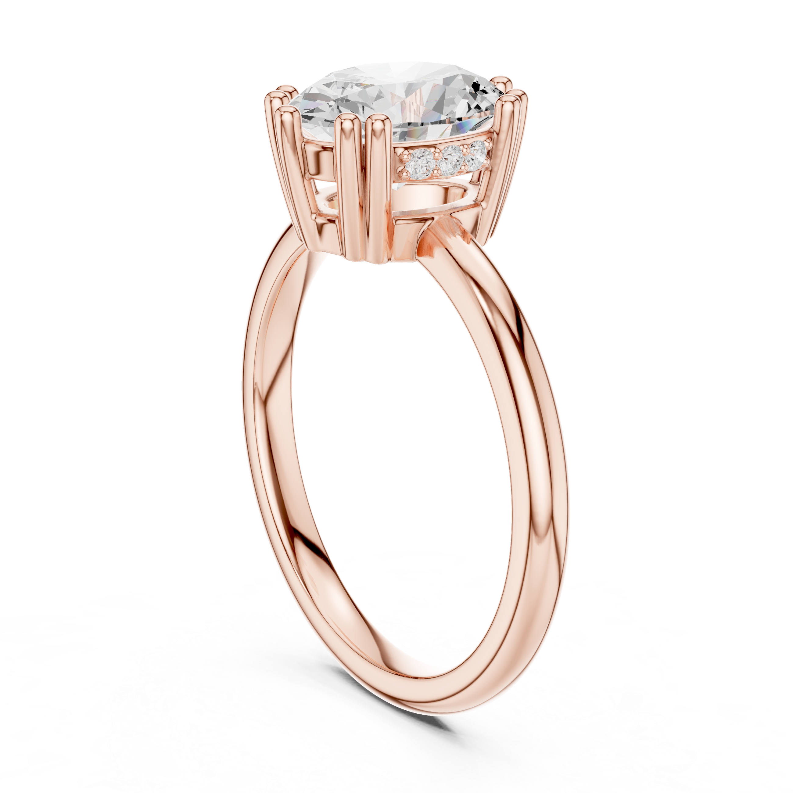 Oval Cut Hidden Halo Solitaire Wedding Ring