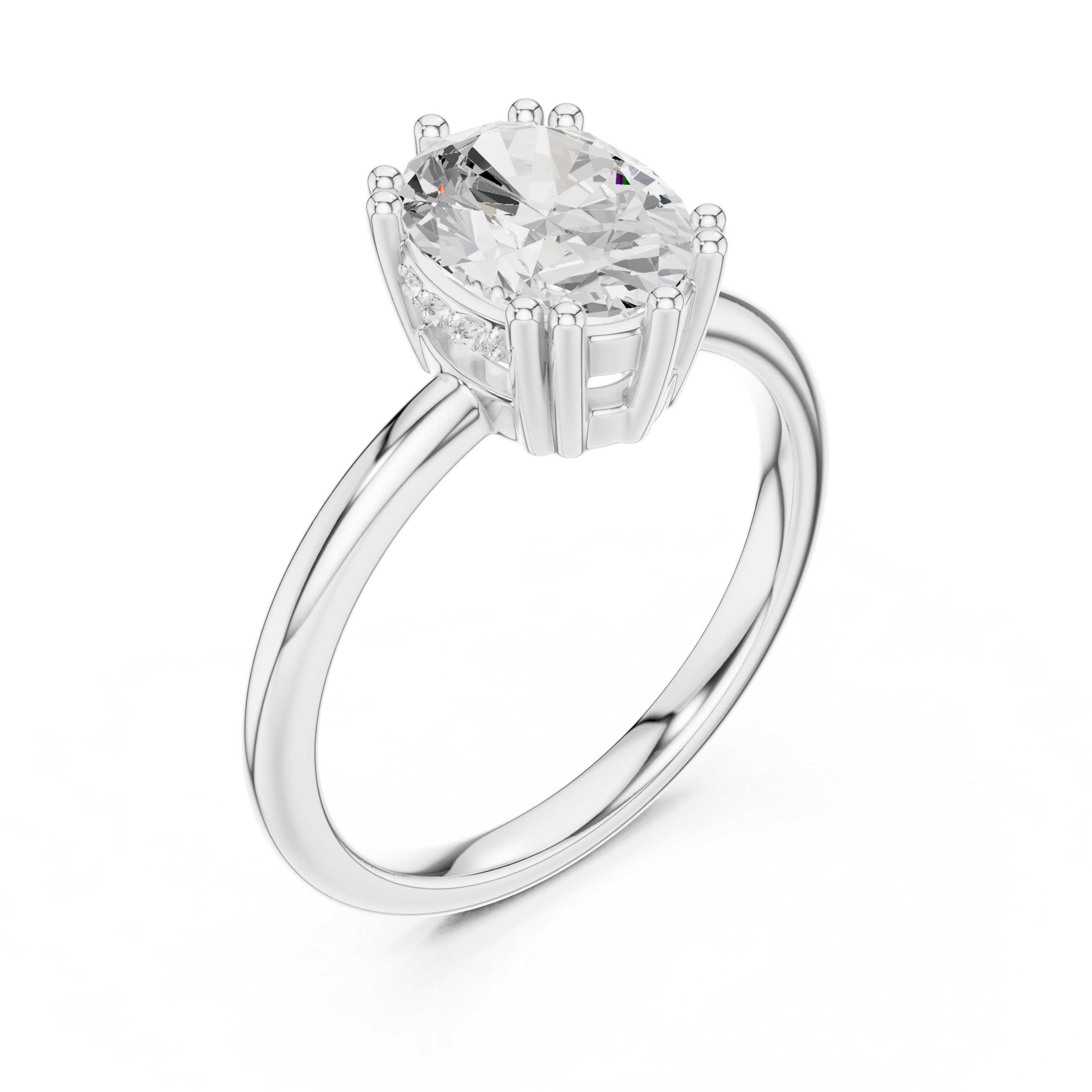 Oval Cut Hidden Halo Solitaire Wedding Ring
