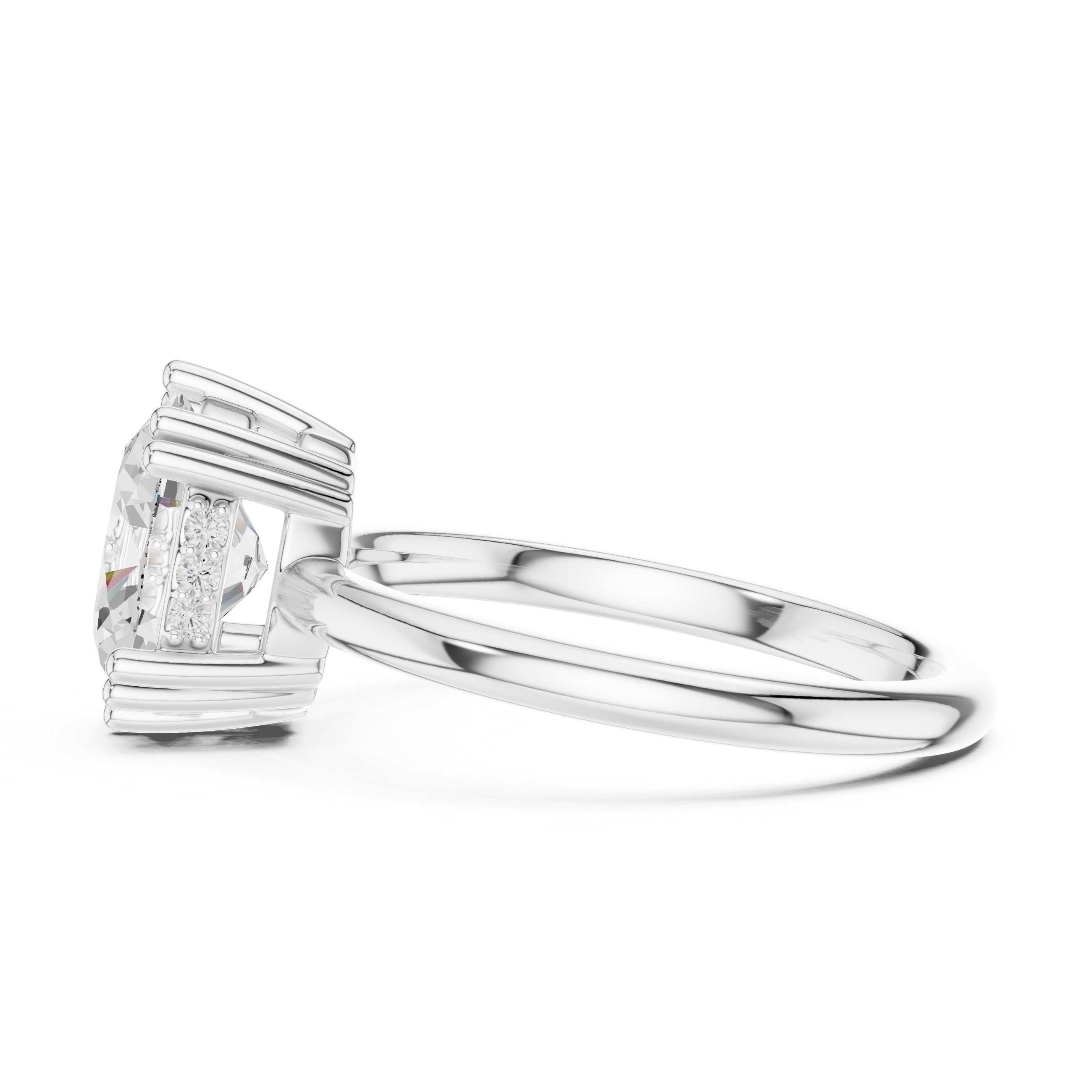 Oval Cut Hidden Halo Solitaire Wedding Ring