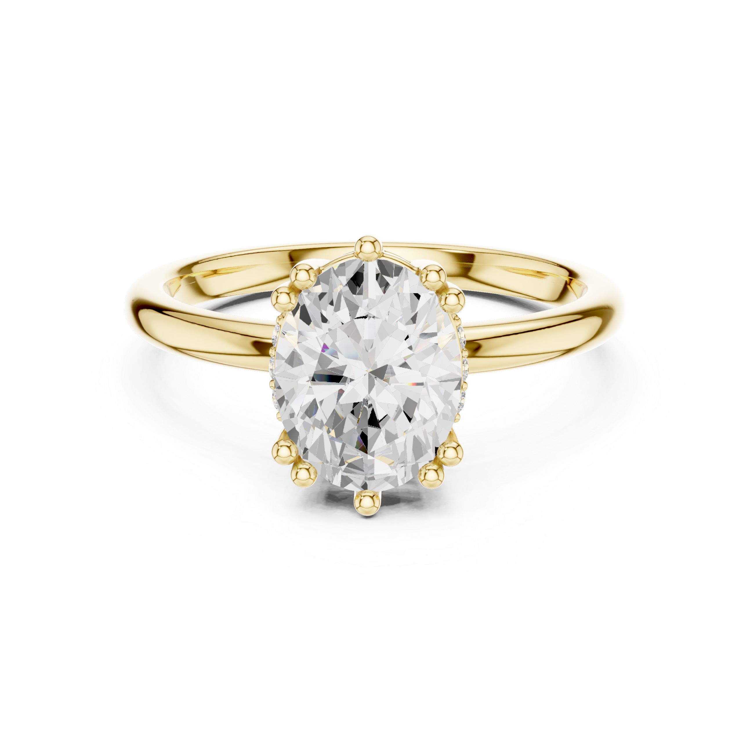 Oval Cut Hidden Halo Solitaire Wedding Ring