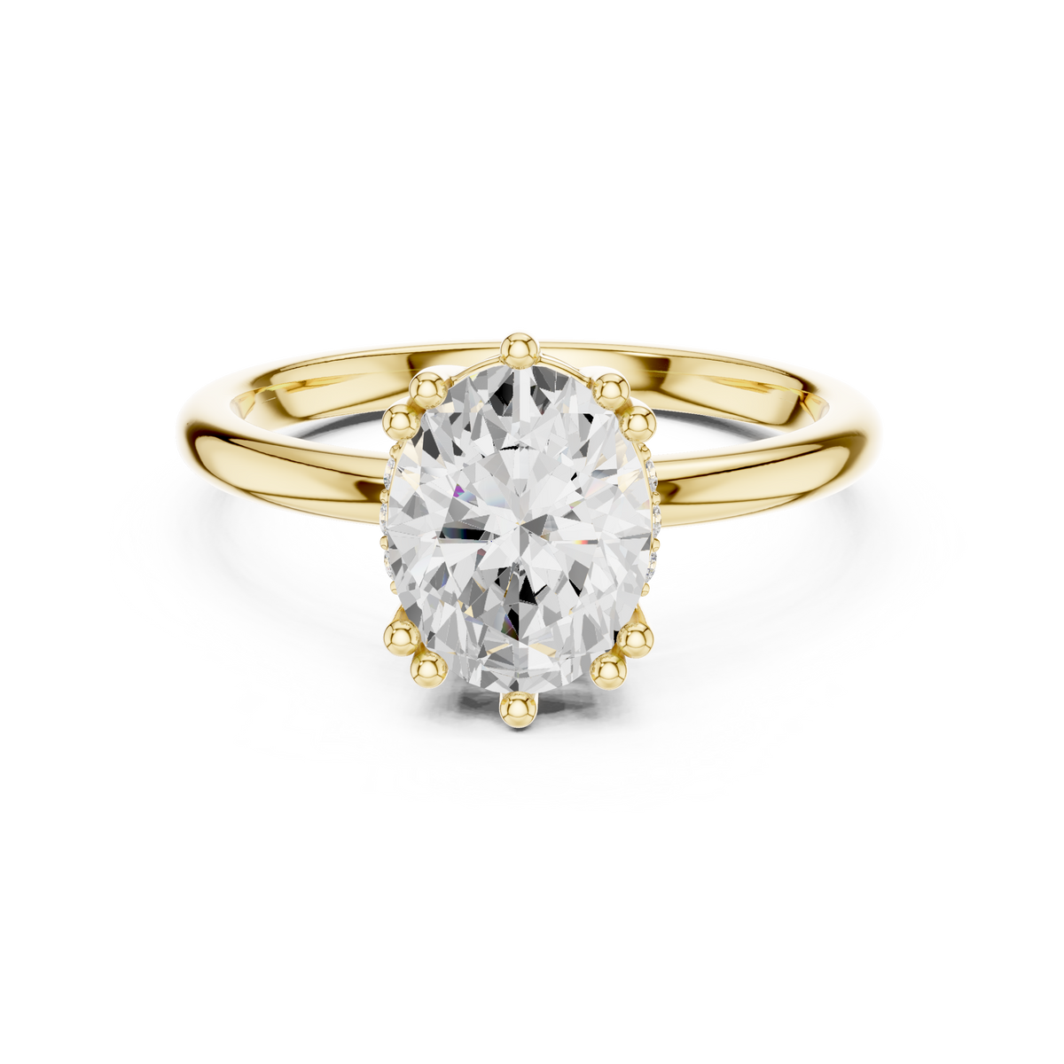 Oval Cut Hidden Halo Solitaire Wedding Ring