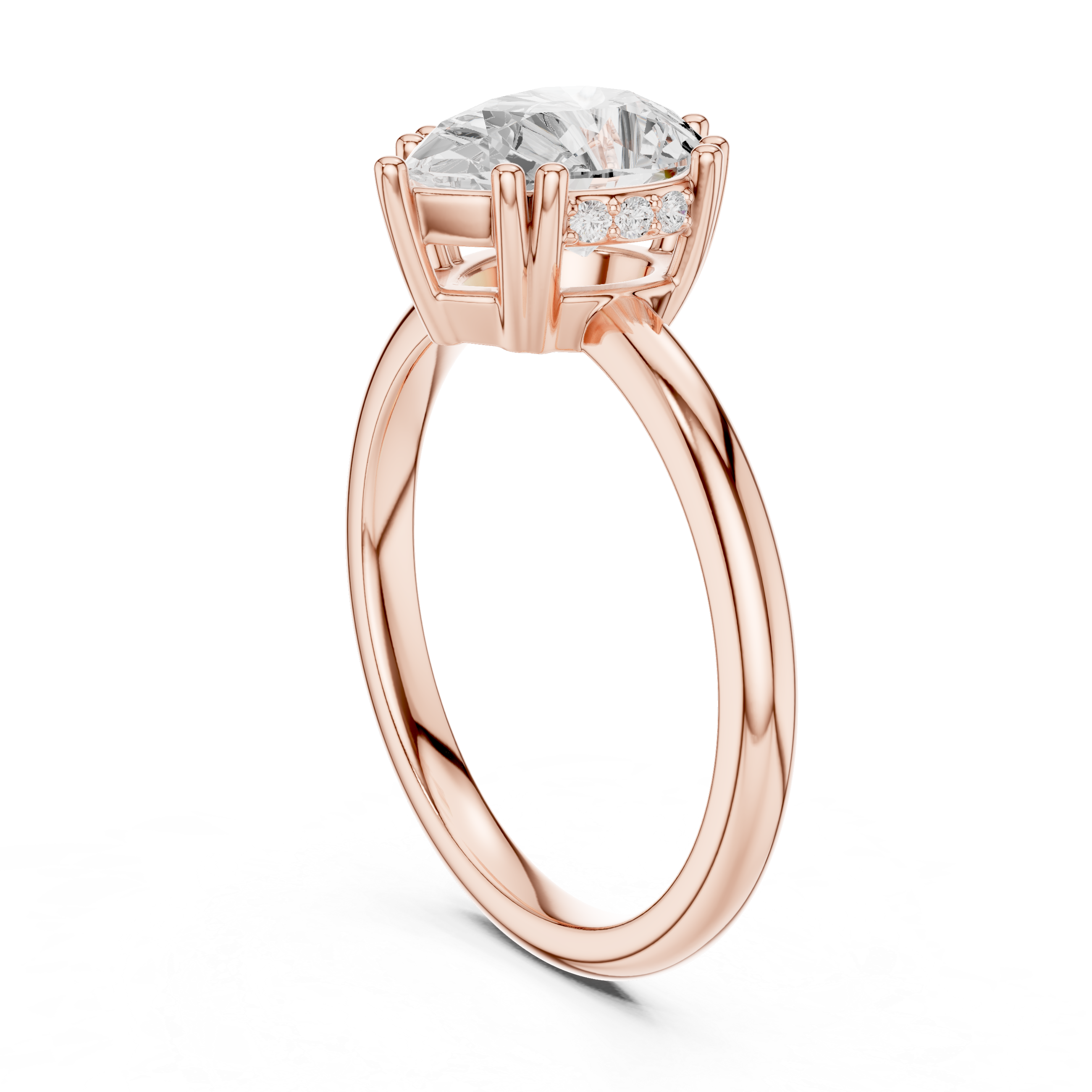 Pear Cut Hidden Halo Solitaire Wedding Ring