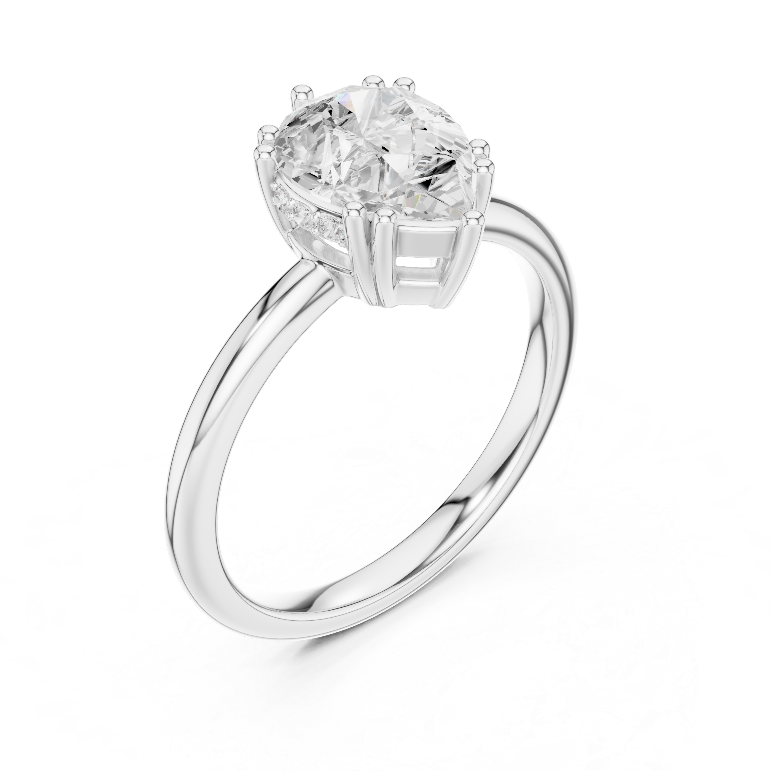 Pear Cut Hidden Halo Solitaire Wedding Ring