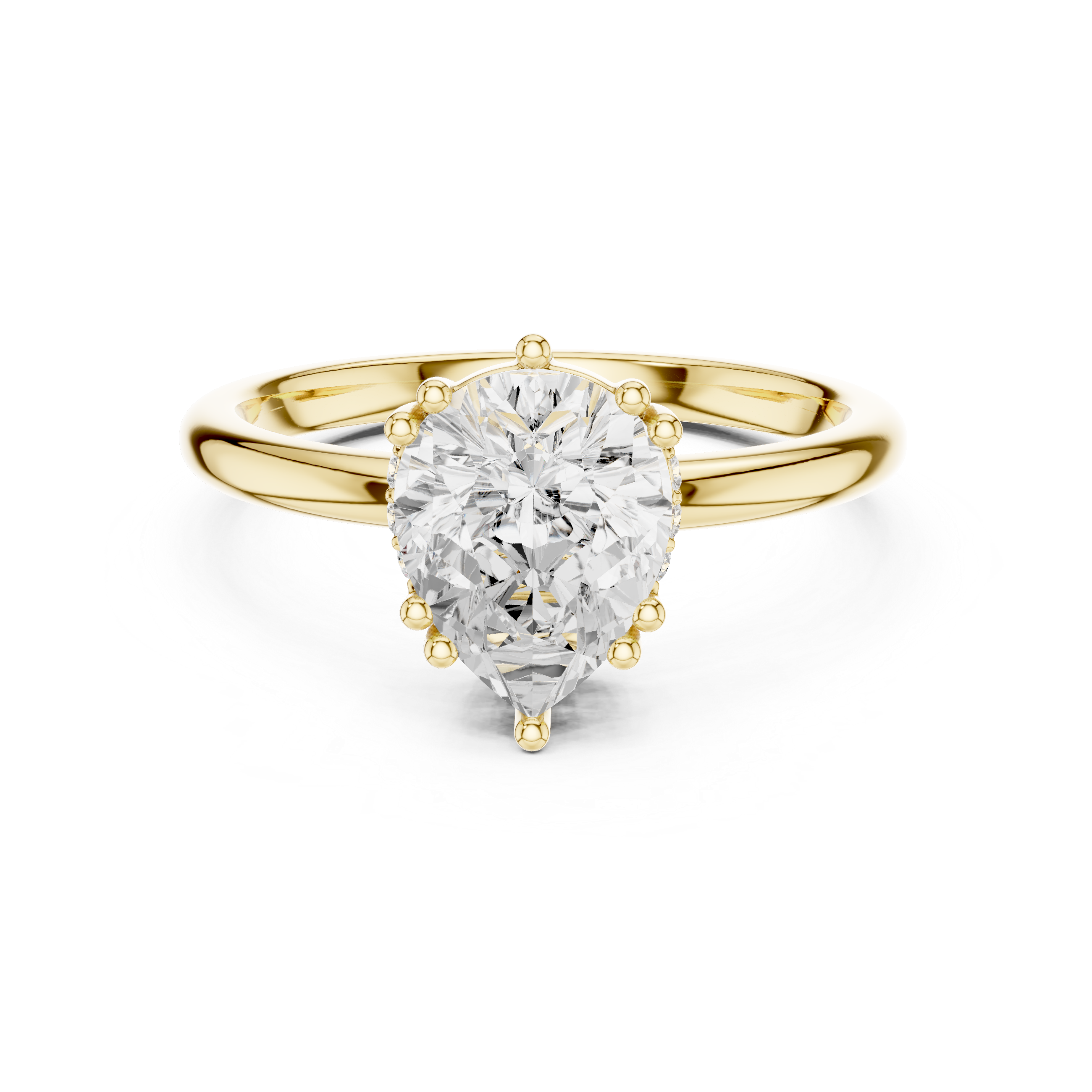 Pear Cut Hidden Halo Solitaire Wedding Ring