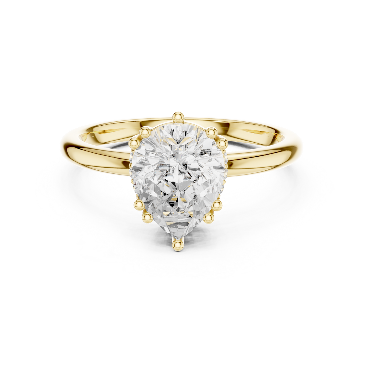 Pear Cut Hidden Halo Solitaire Wedding Ring