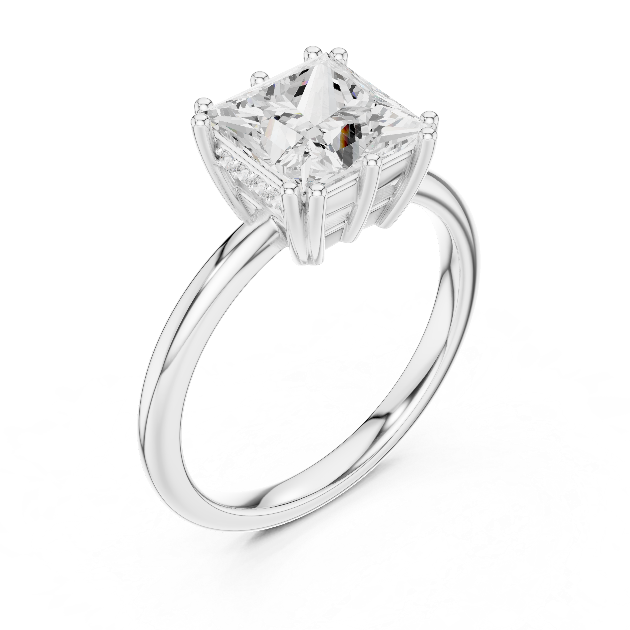Princess Cut Hidden Halo Solitaire Wedding Ring