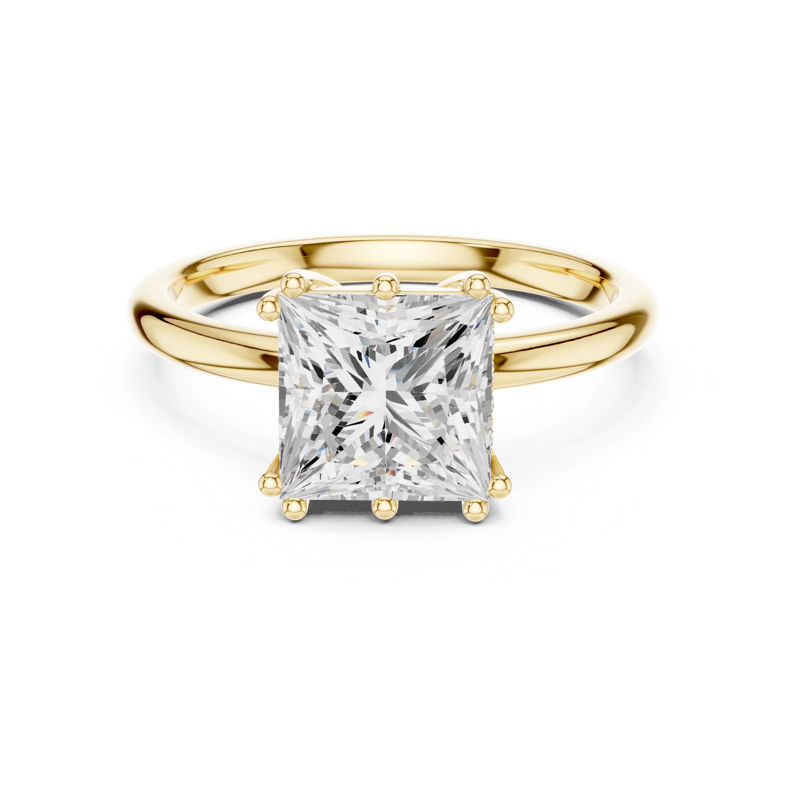 Princess Cut Hidden Halo Solitaire Wedding Ring