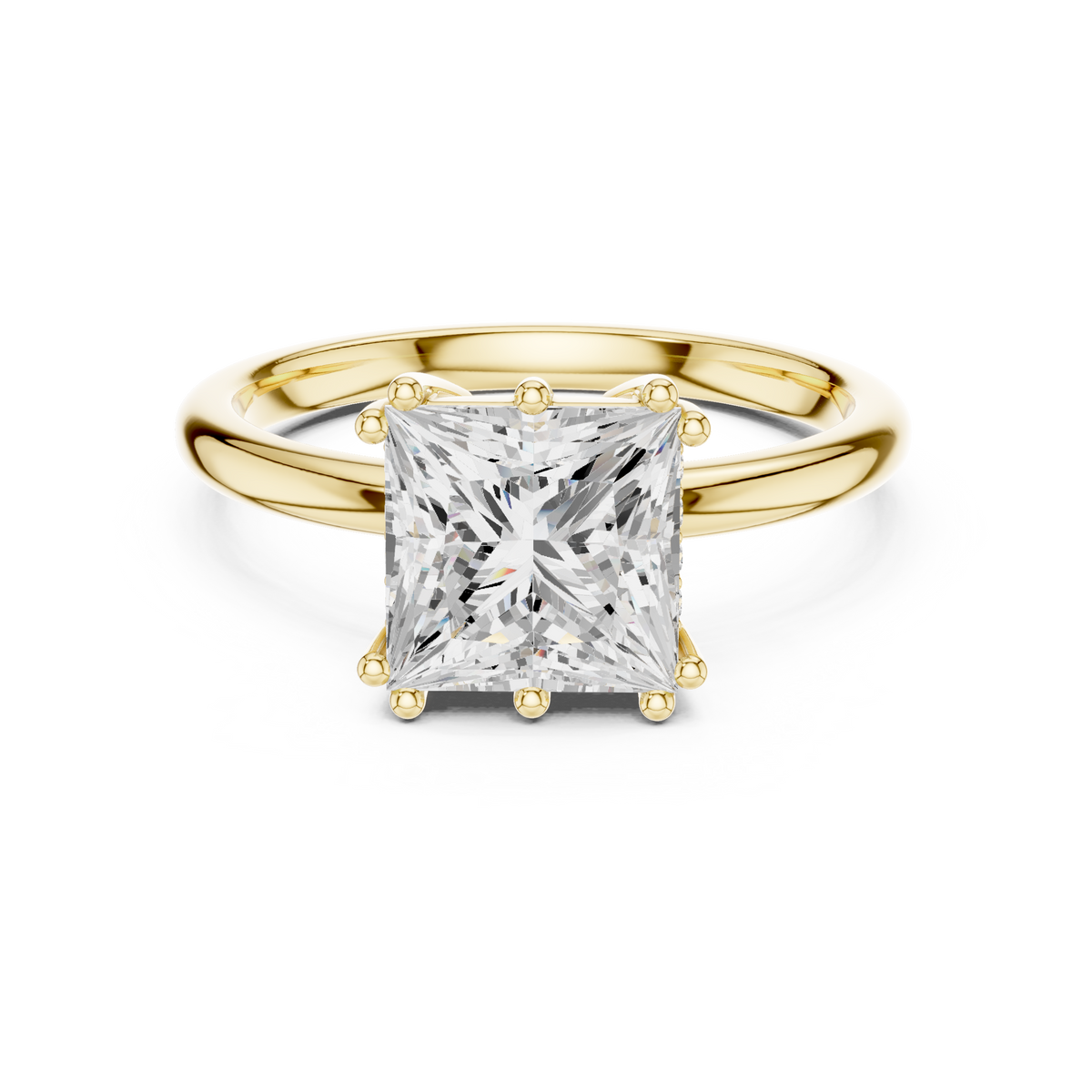 Princess Cut Hidden Halo Solitaire Wedding Ring