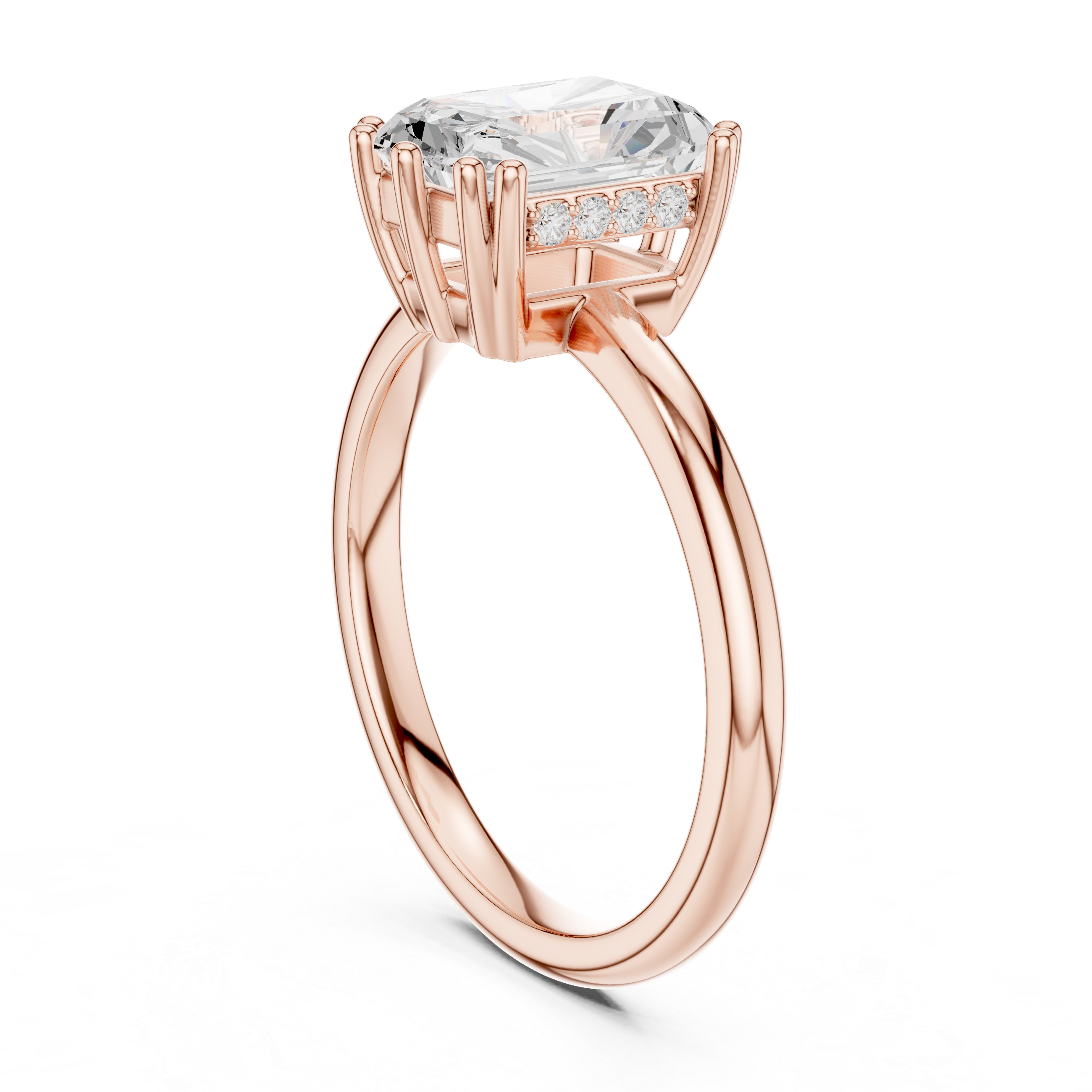 Radiant Cut Hidden Halo Solitaire Wedding Ring