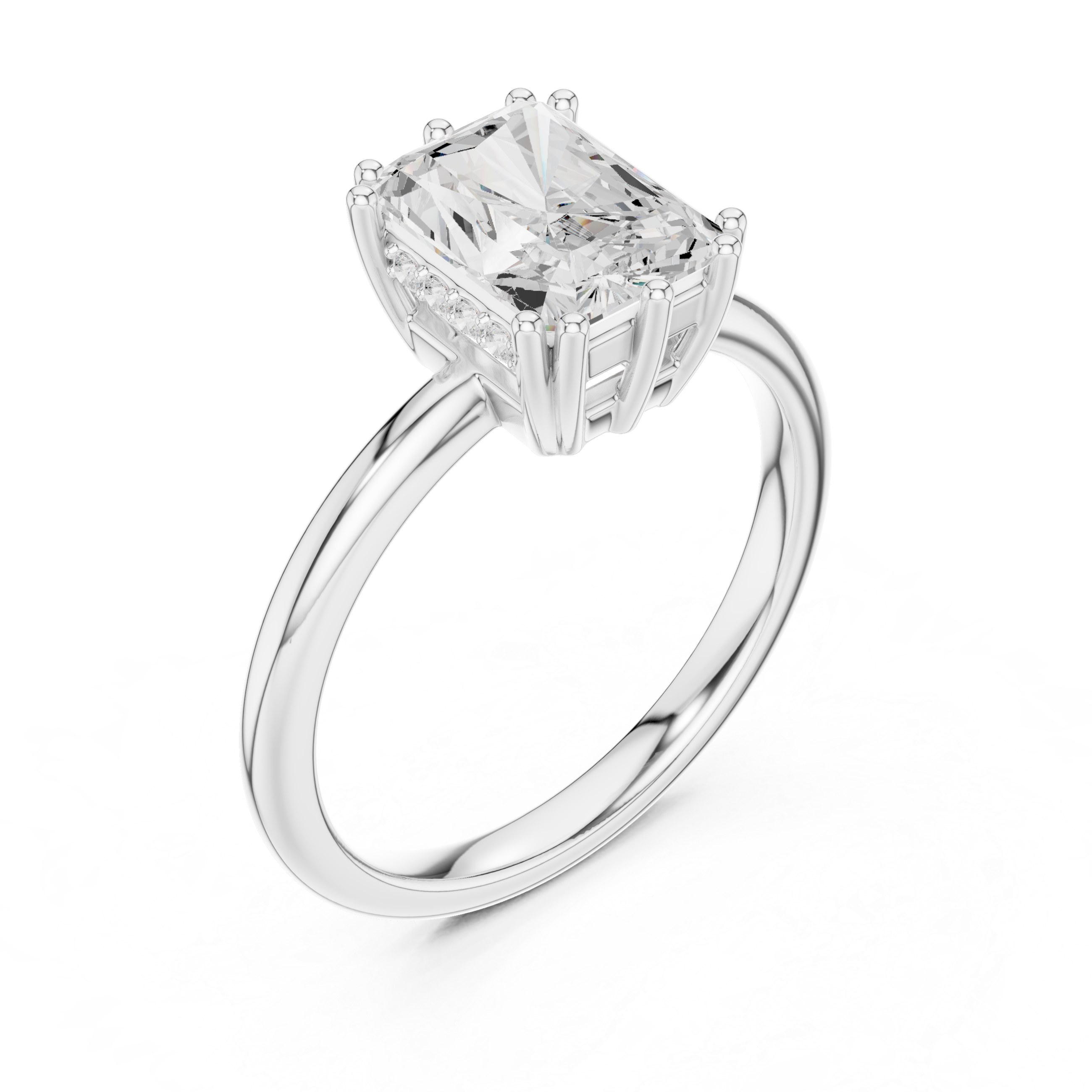 Radiant Cut Hidden Halo Solitaire Wedding Ring