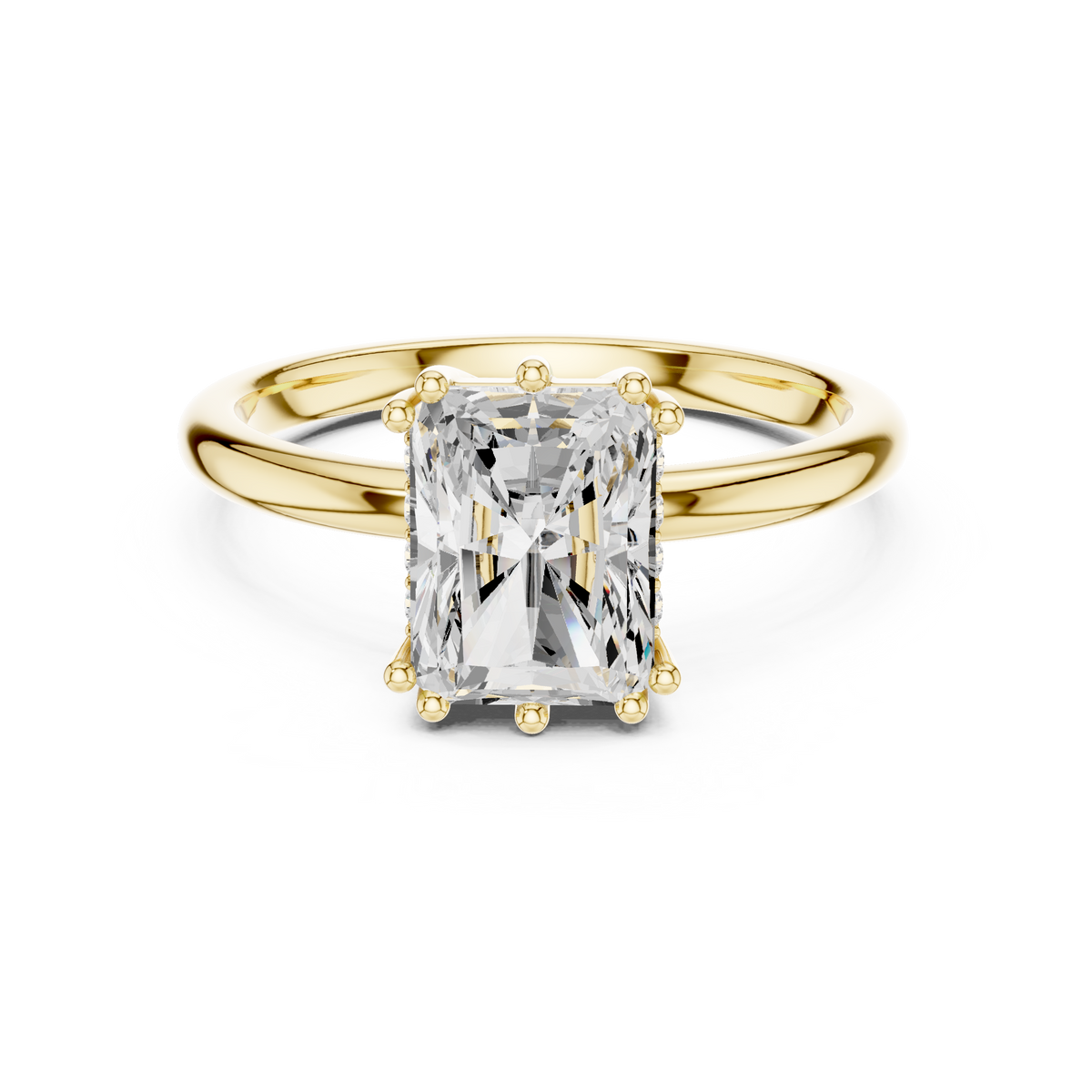 Radiant Cut Hidden Halo Solitaire Wedding Ring