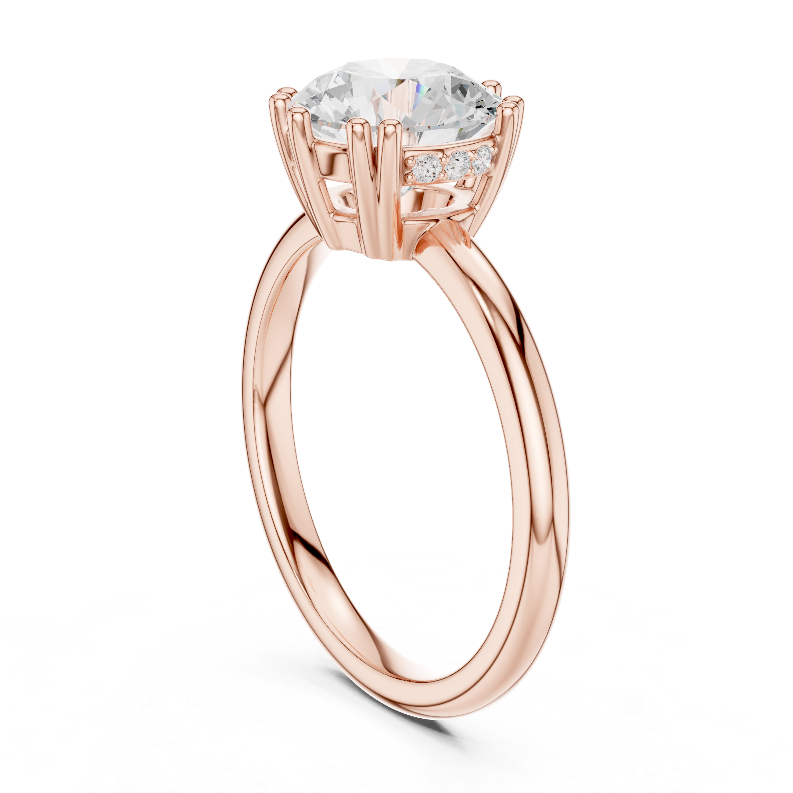 Round Cut Hidden Halo Solitaire Wedding Ring