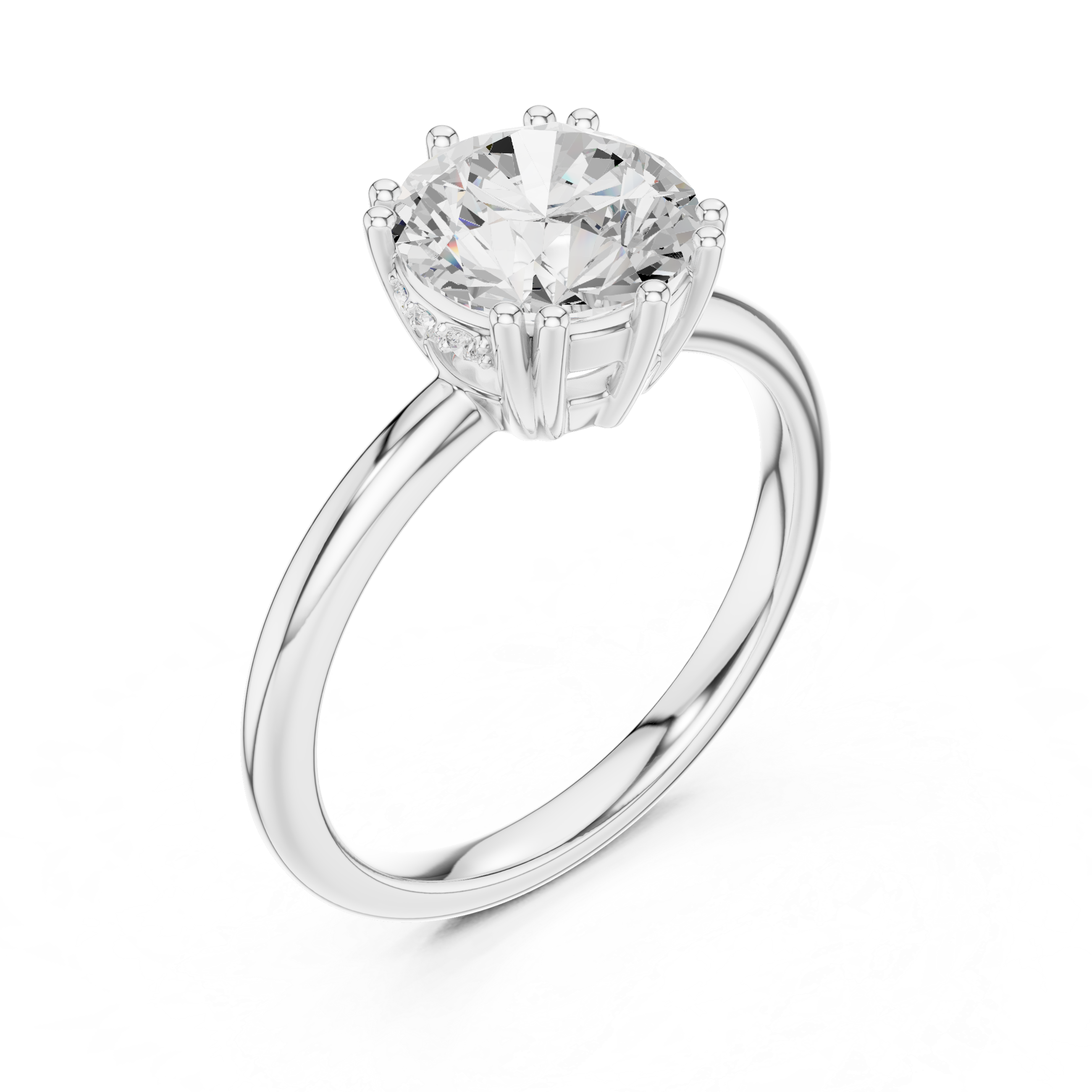 Round Cut Hidden Halo Solitaire Wedding Ring