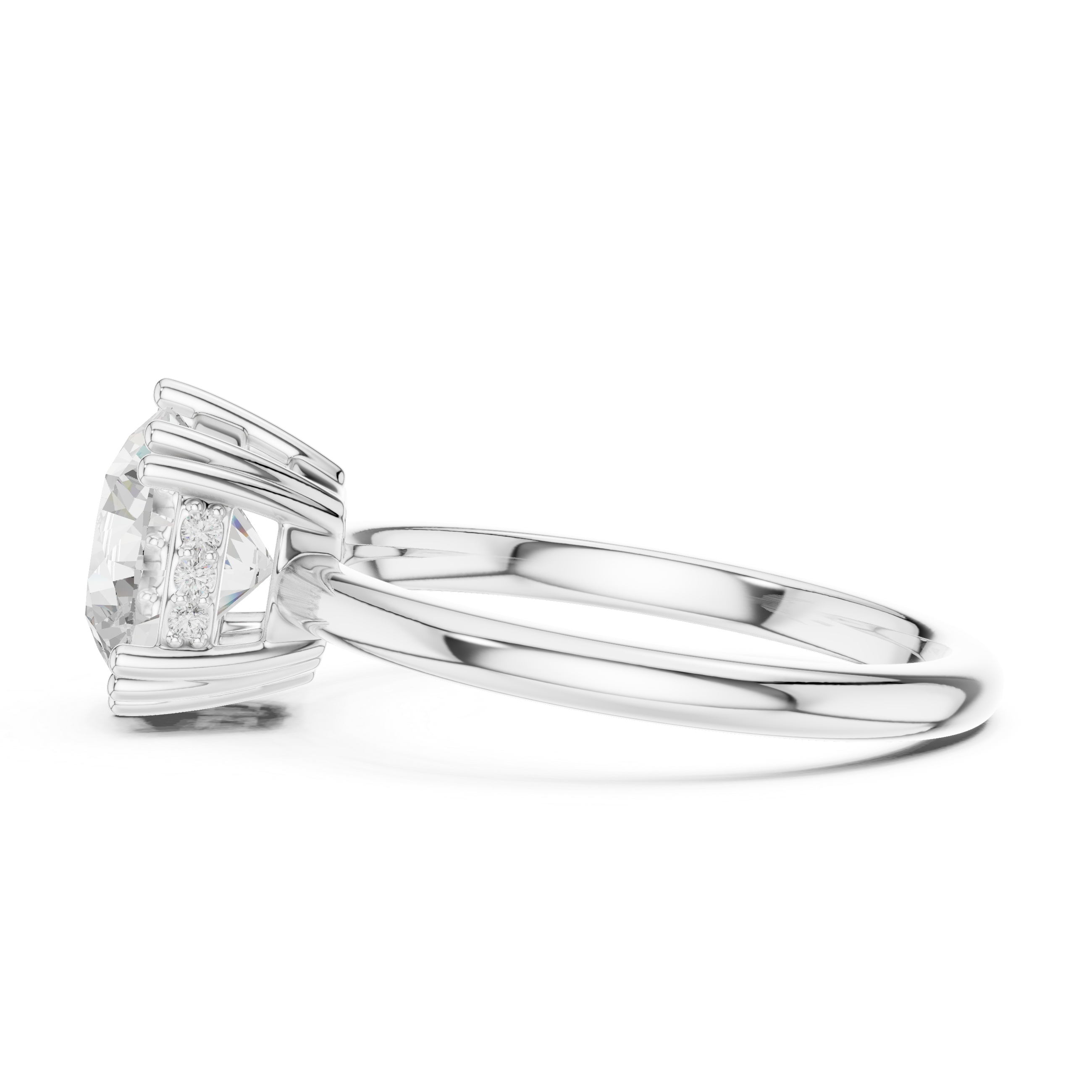Round Cut Hidden Halo Solitaire Wedding Ring