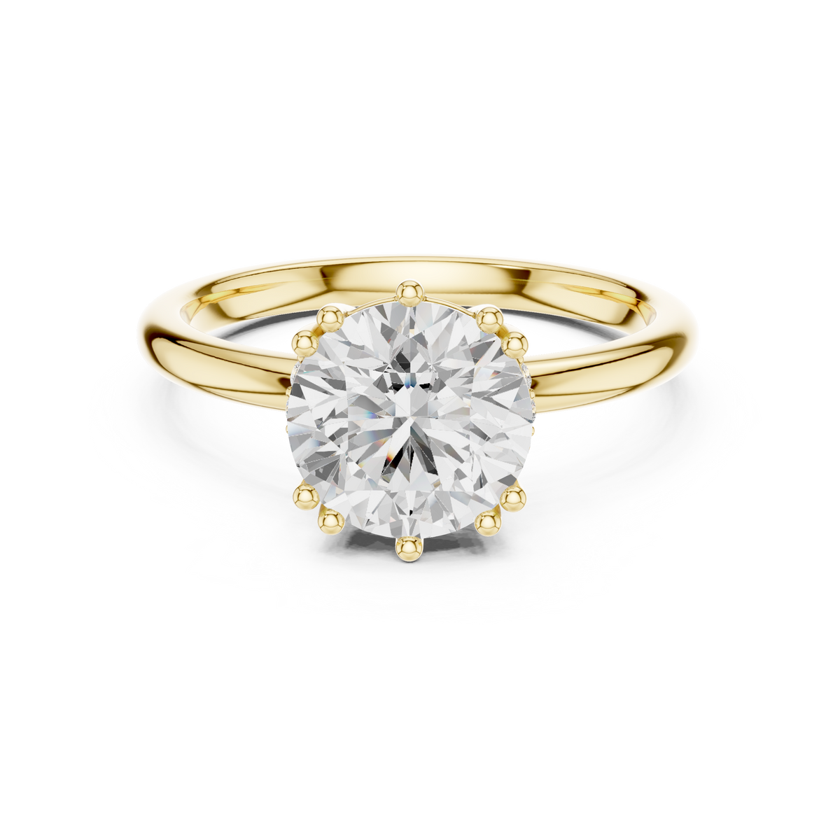 Round Cut Hidden Halo Solitaire Wedding Ring