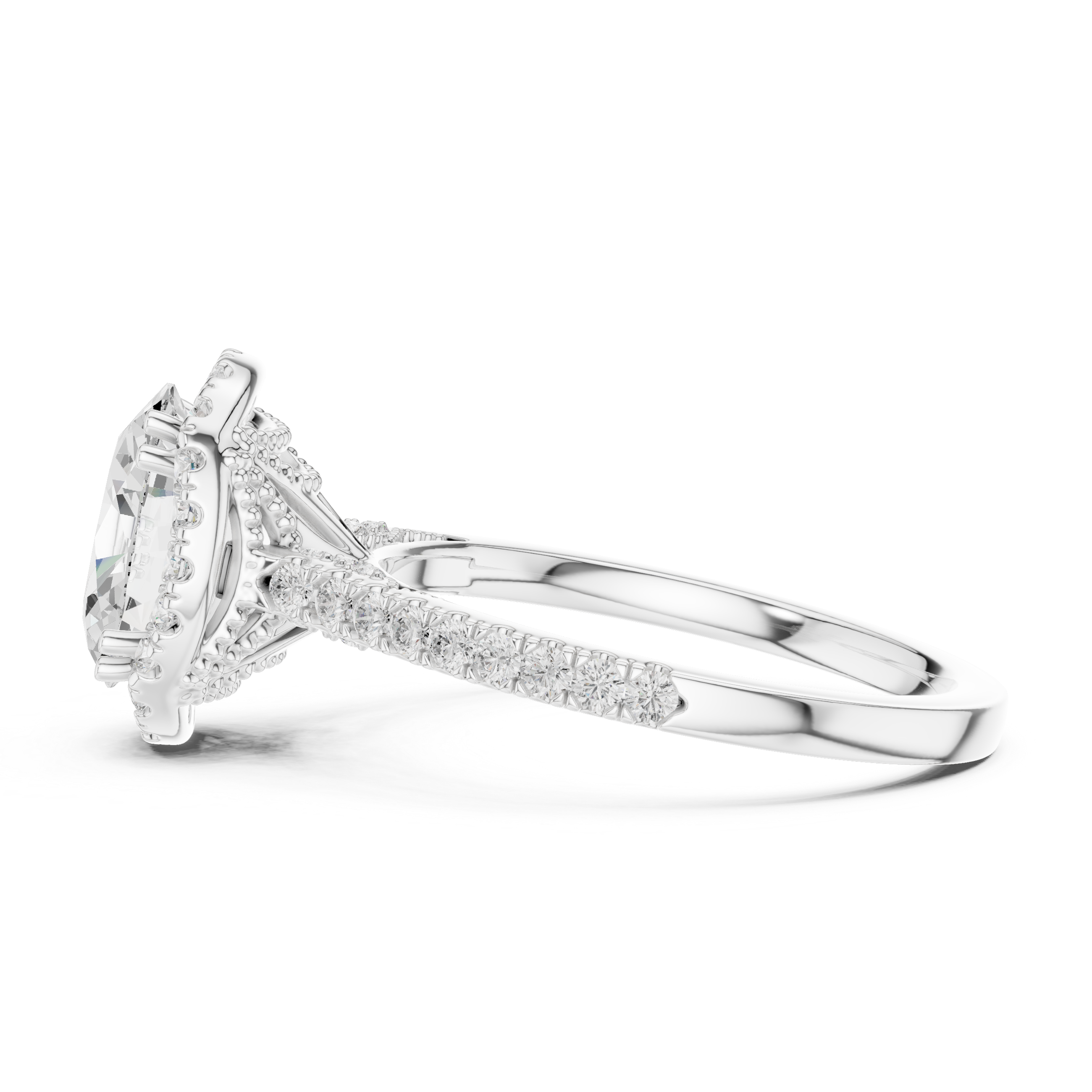 Vintage Inspired Oval Cut Halo Wedding Ring