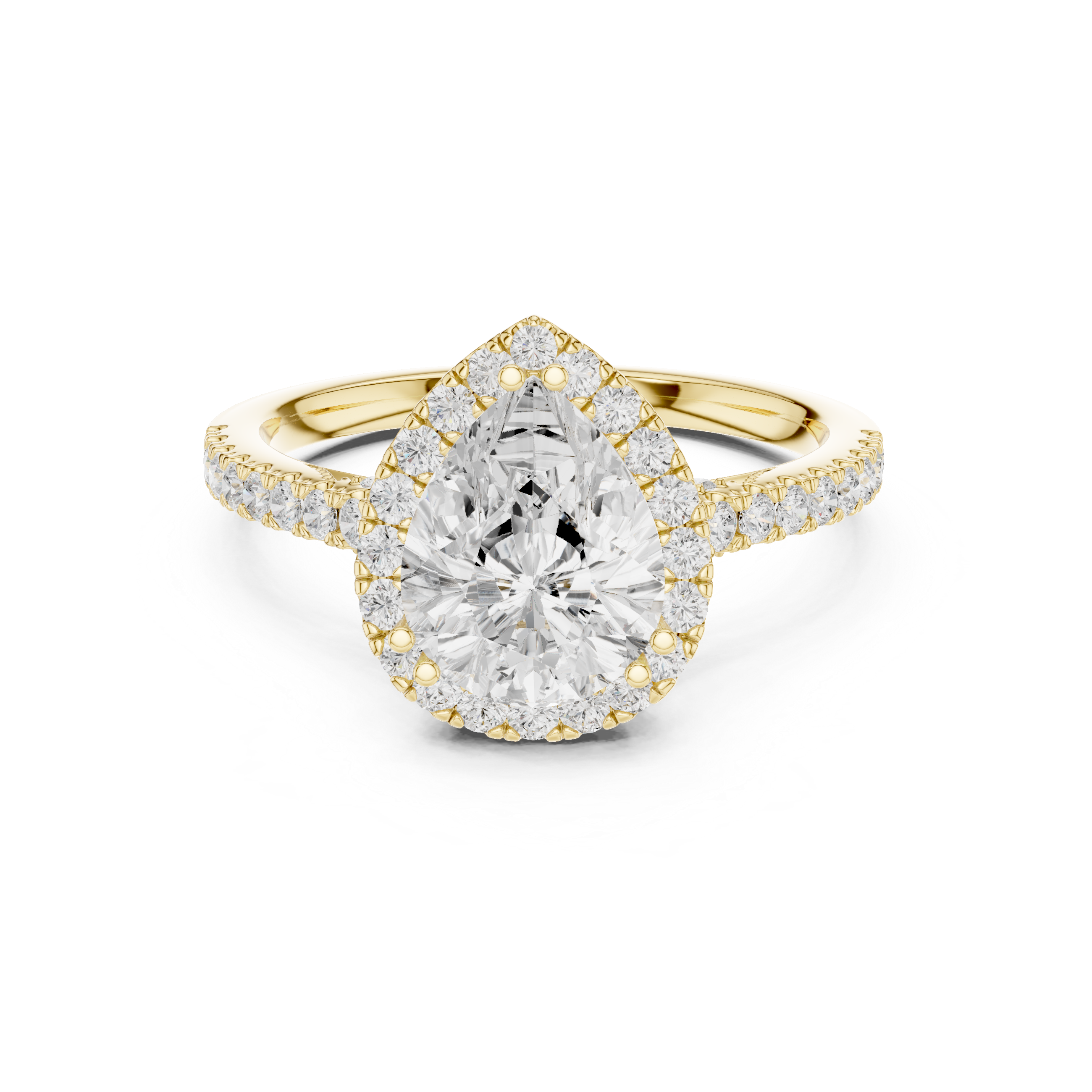 Vintage Inspired Pear Cut Halo Wedding Ring