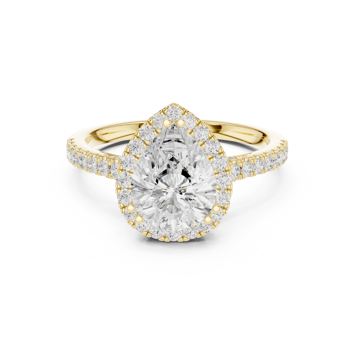 Vintage Inspired Pear Cut Halo Wedding Ring