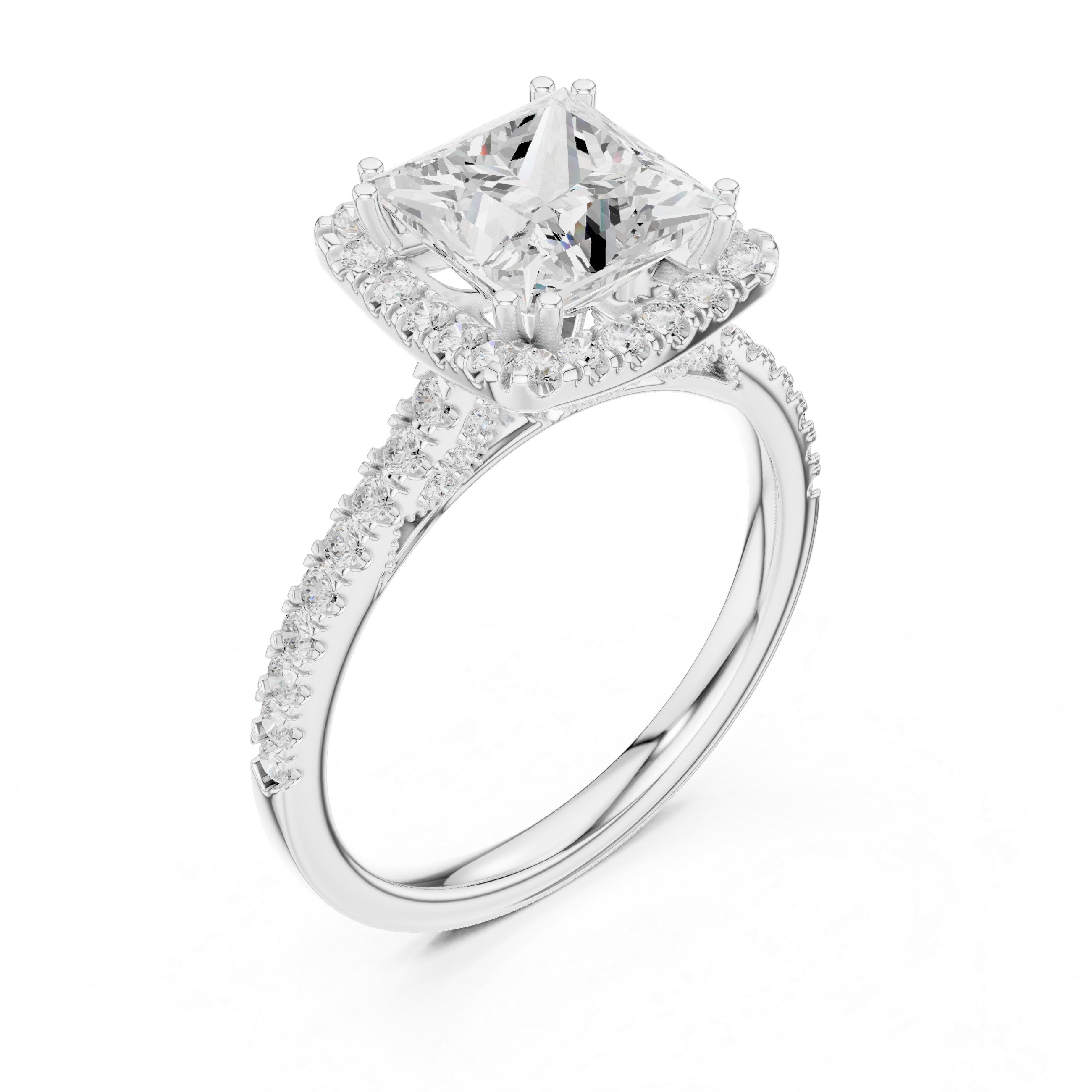 Vintage Inspired Princess Cut Halo Wedding Ring