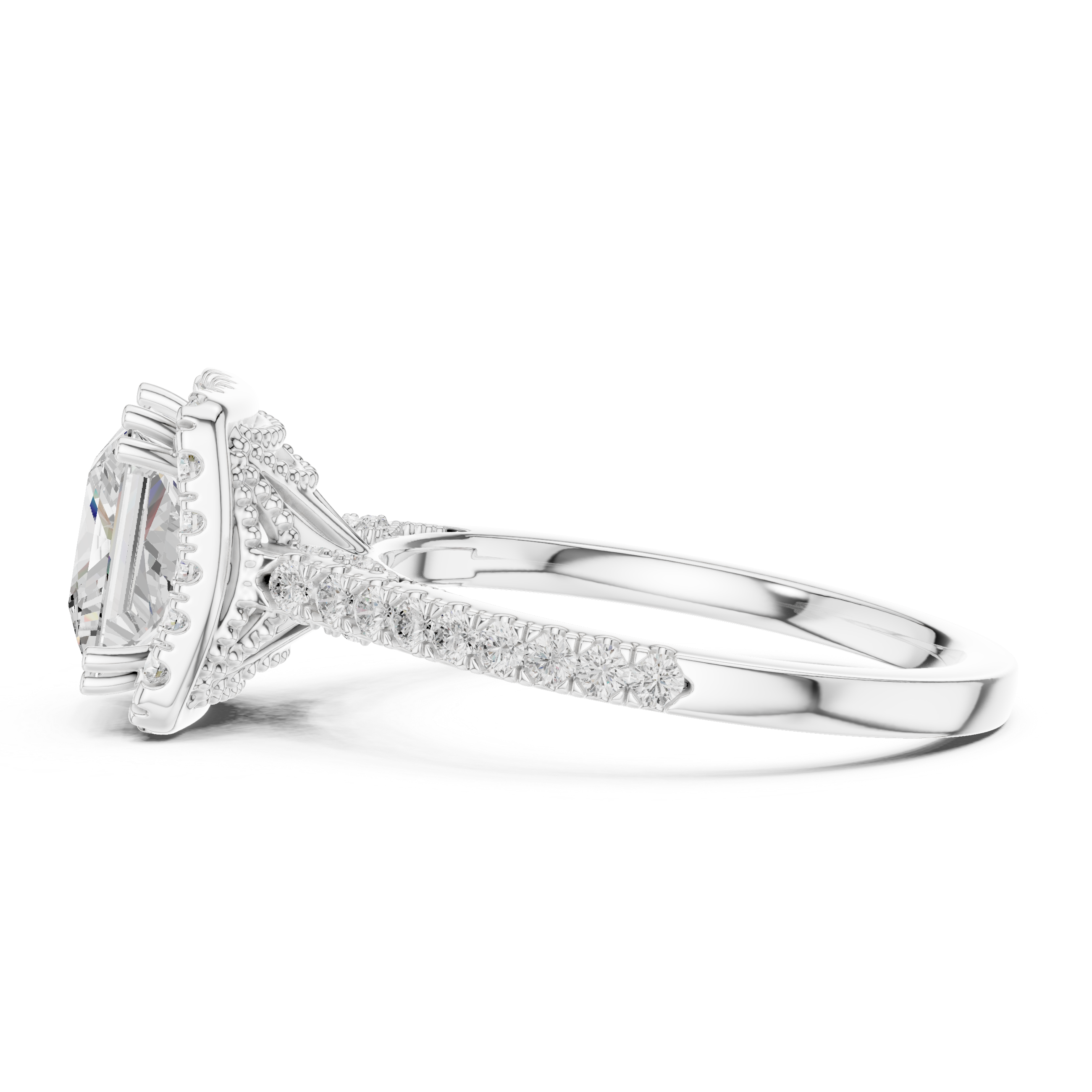 Vintage Inspired Princess Cut Halo Wedding Ring
