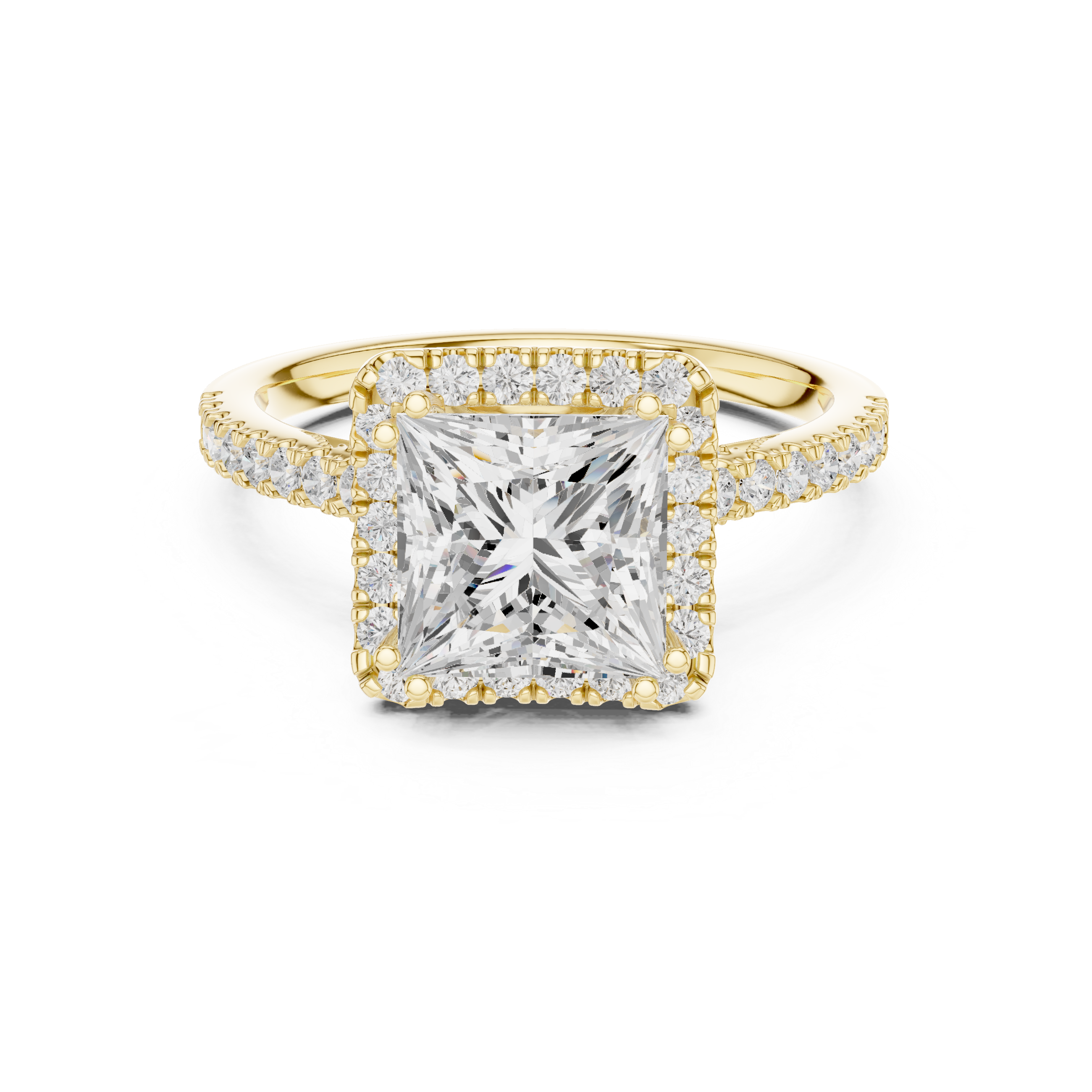 Vintage Inspired Princess Cut Halo Wedding Ring