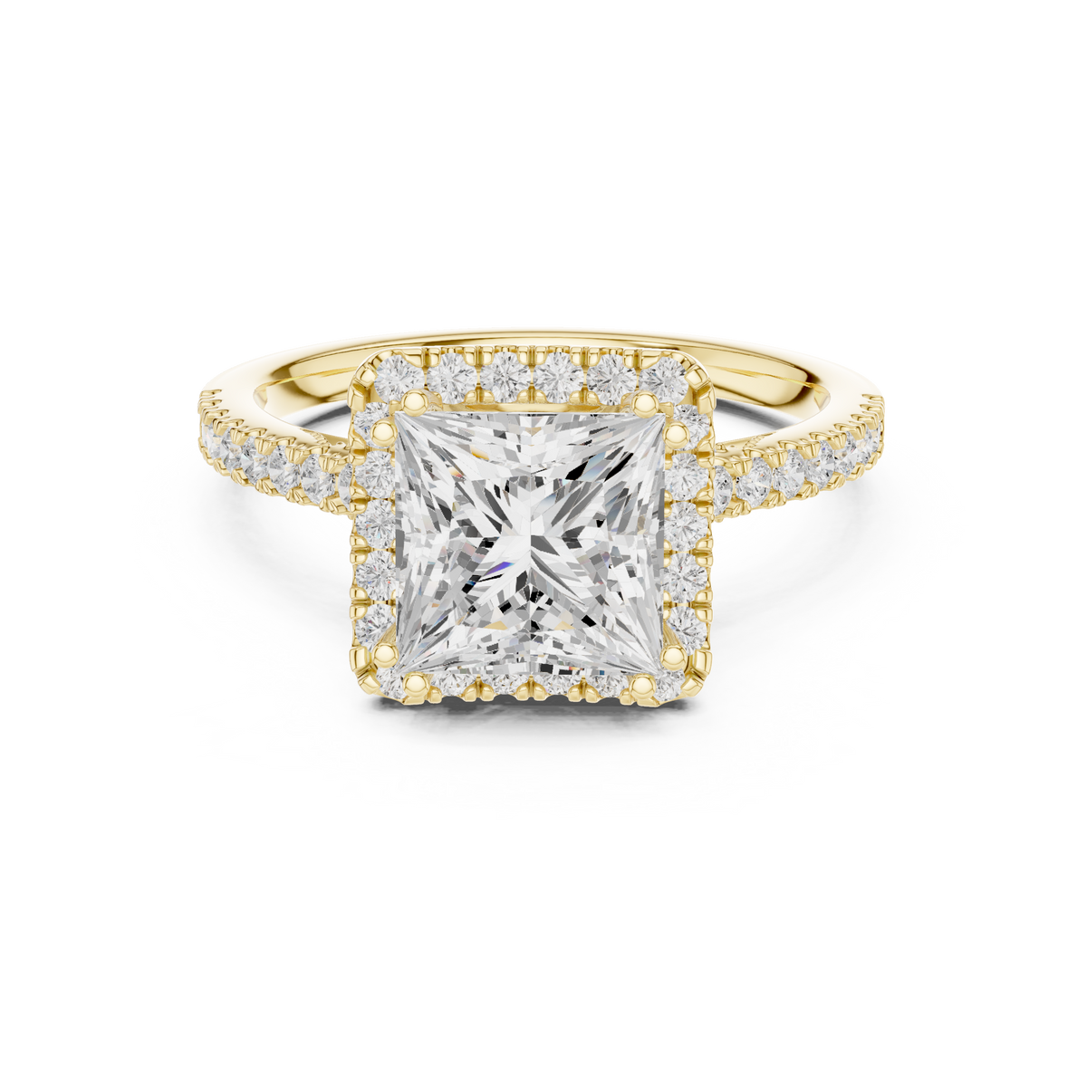 Vintage Inspired Princess Cut Halo Wedding Ring