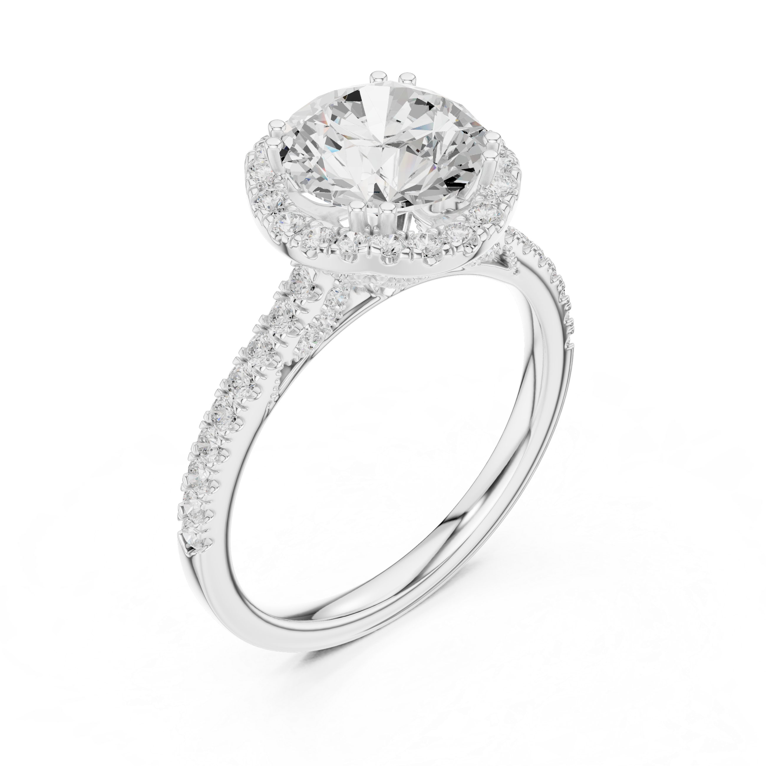 Vintage Inspired Round Cut Halo Wedding Ring