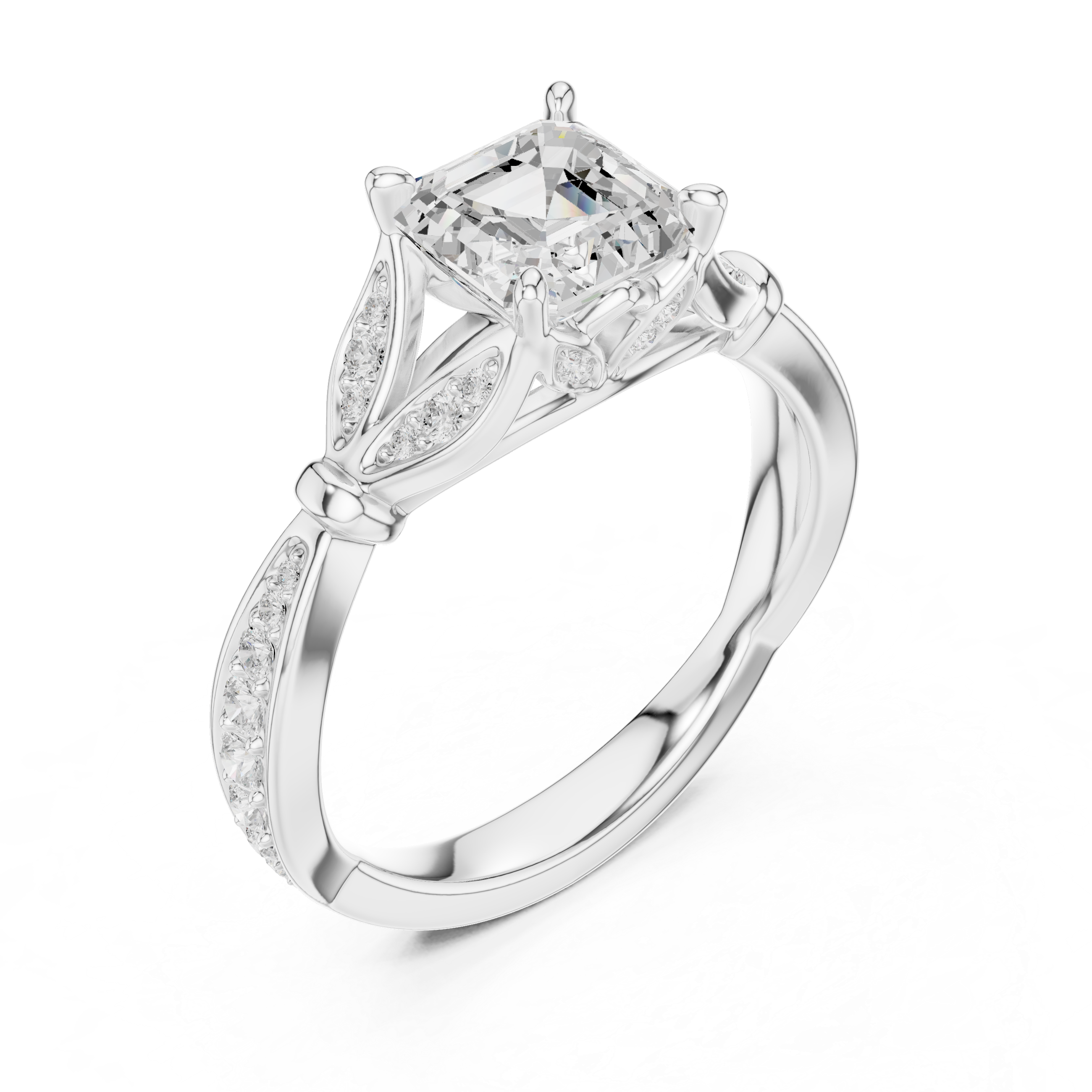 Vintage Inspired Asscher Cut Lab Diamond Engagement Ring