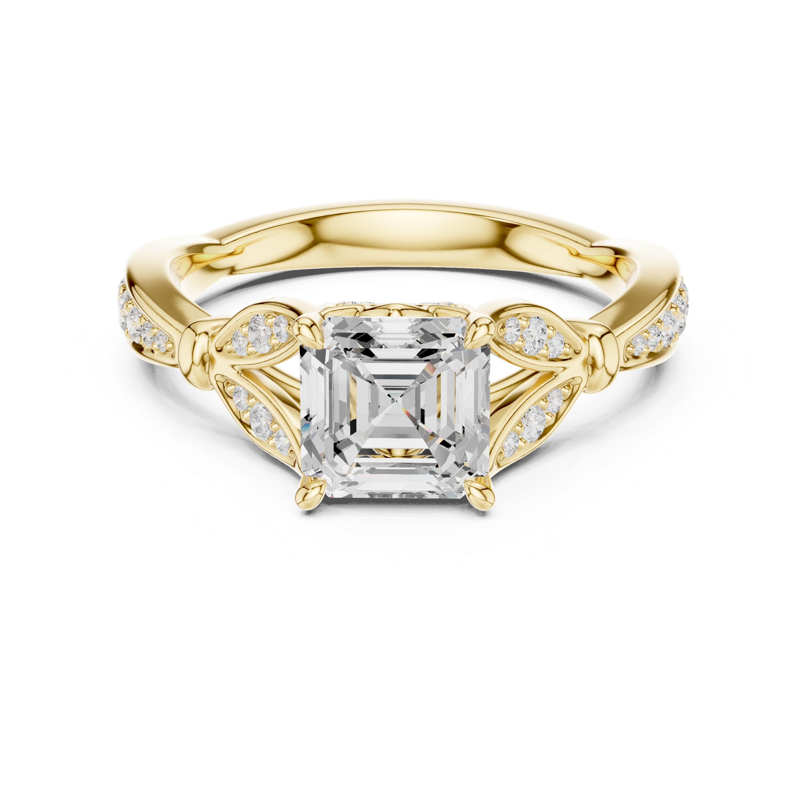 Vintage Inspired Asscher Cut Lab Diamond Engagement Ring